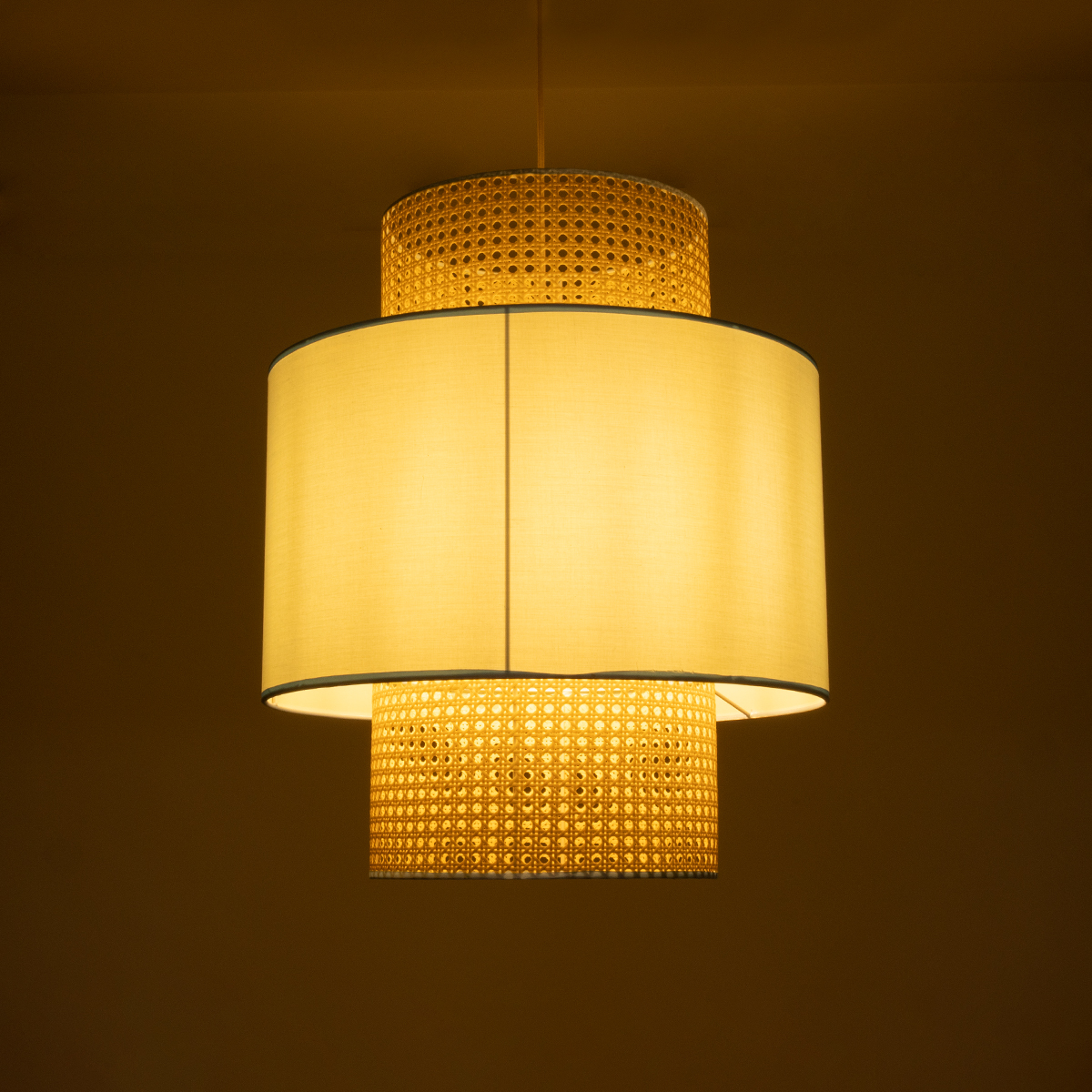LEDTM® SAIGE 02045 Boho Κρεμαστό Φωτιστικό Οροφής με Ντουί 1 x E27 AC 220-240V IP20 - Γαλάζιο & Μπεζ - Μ50 x Π50 x Υ60cm - Image 3