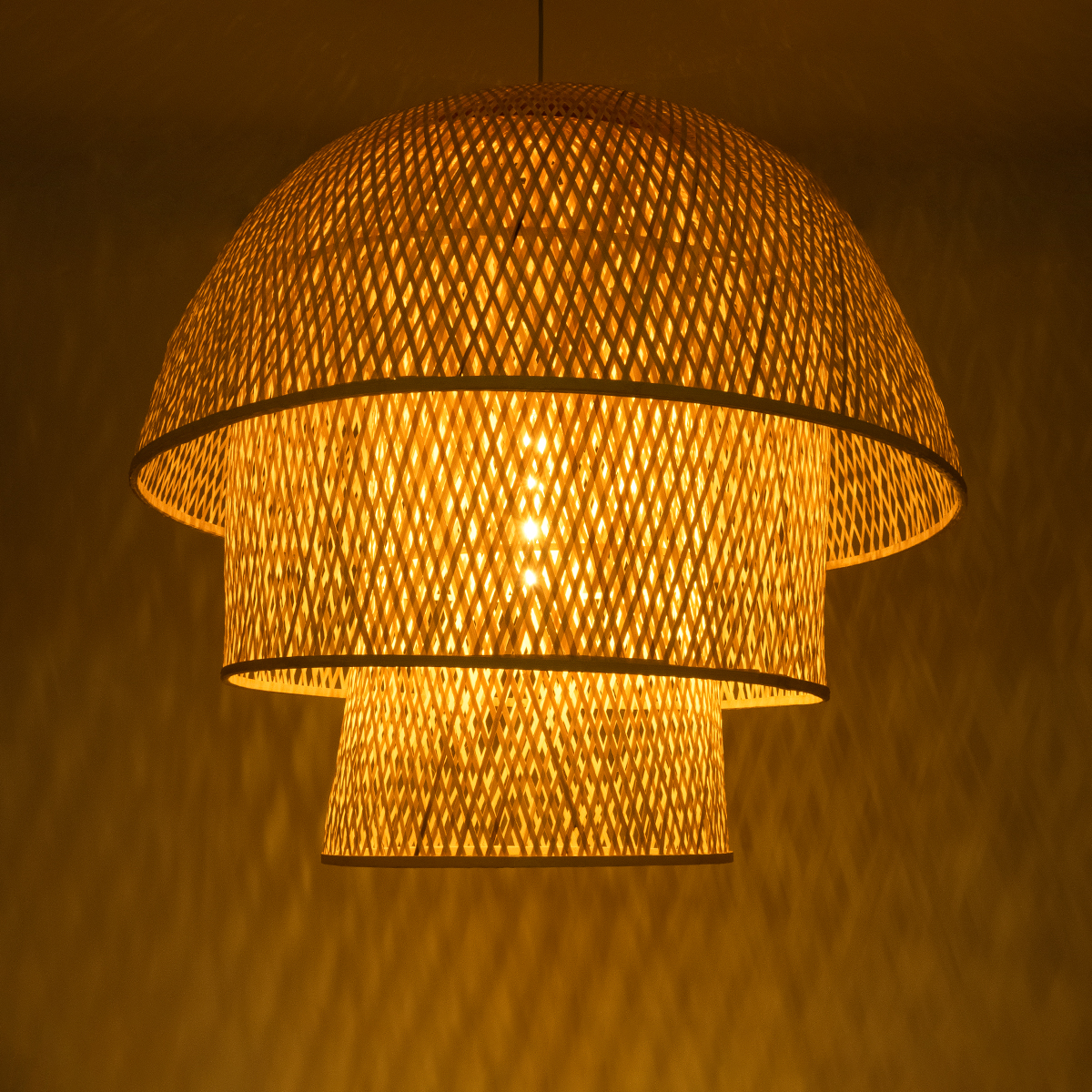 LEDTM® HIROKA 02046 Boho Κρεμαστό Φωτιστικό Οροφής με Ντουί 1 x E27 AC 220-240V IP20 - Μπεζ - Μ100 x Π100 x Υ110cm - Image 3