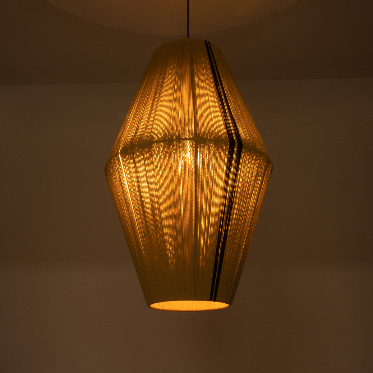 LEDTM® SALERNO 02077 Boho Κρεμαστό Φωτιστικό Οροφής με Ντουί 1 x E27 AC 220-240V IP20 - Μπεζ & Μαύρο - Μ50 x Π50 x Υ80cm - Image 3