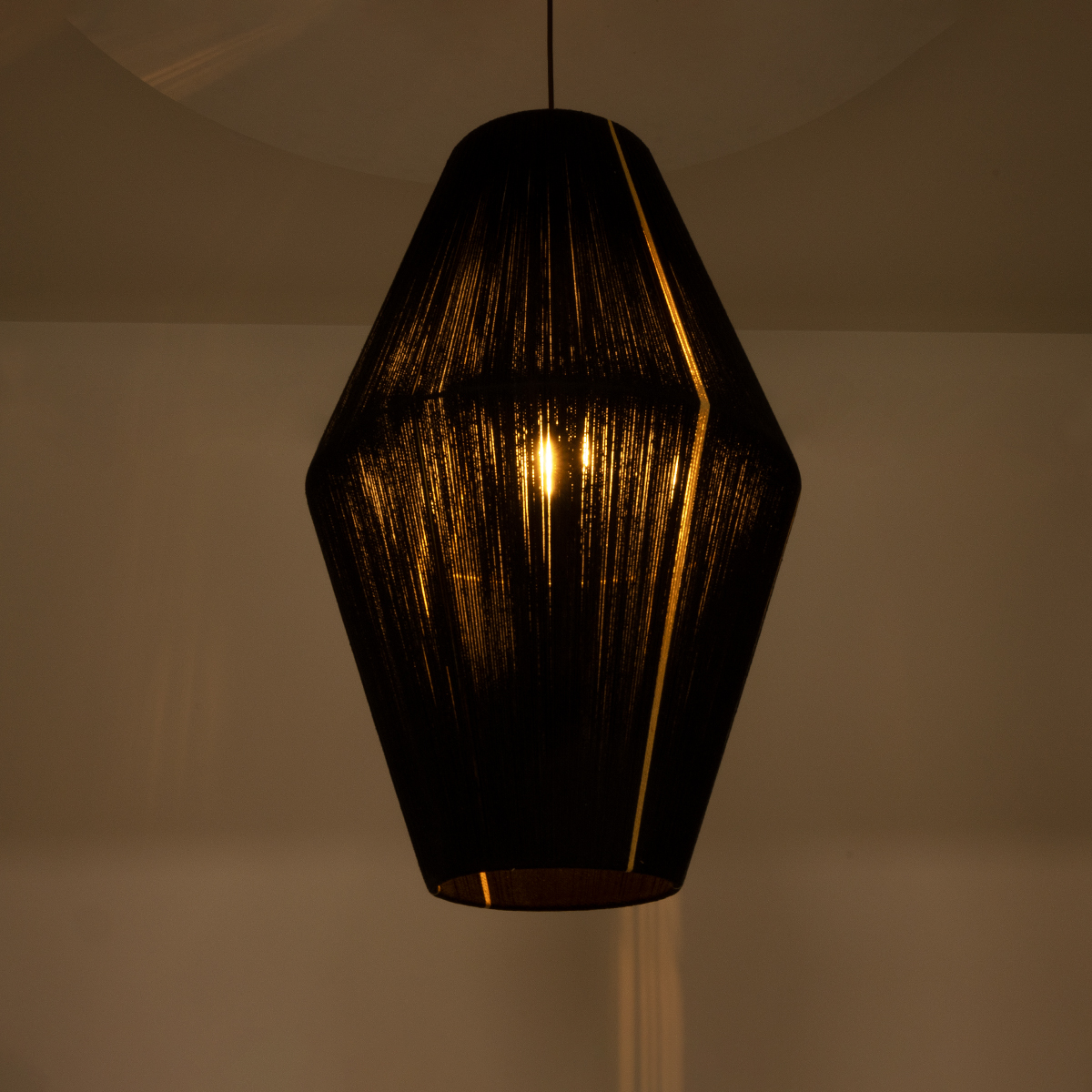 LEDTM® SALERNO 02078 Boho Κρεμαστό Φωτιστικό Οροφής με Ντουί 1 x E27 AC 220-240V IP20 - Μαύρο & Μπεζ - Μ50 x Π50 x Υ80cm - Image 3