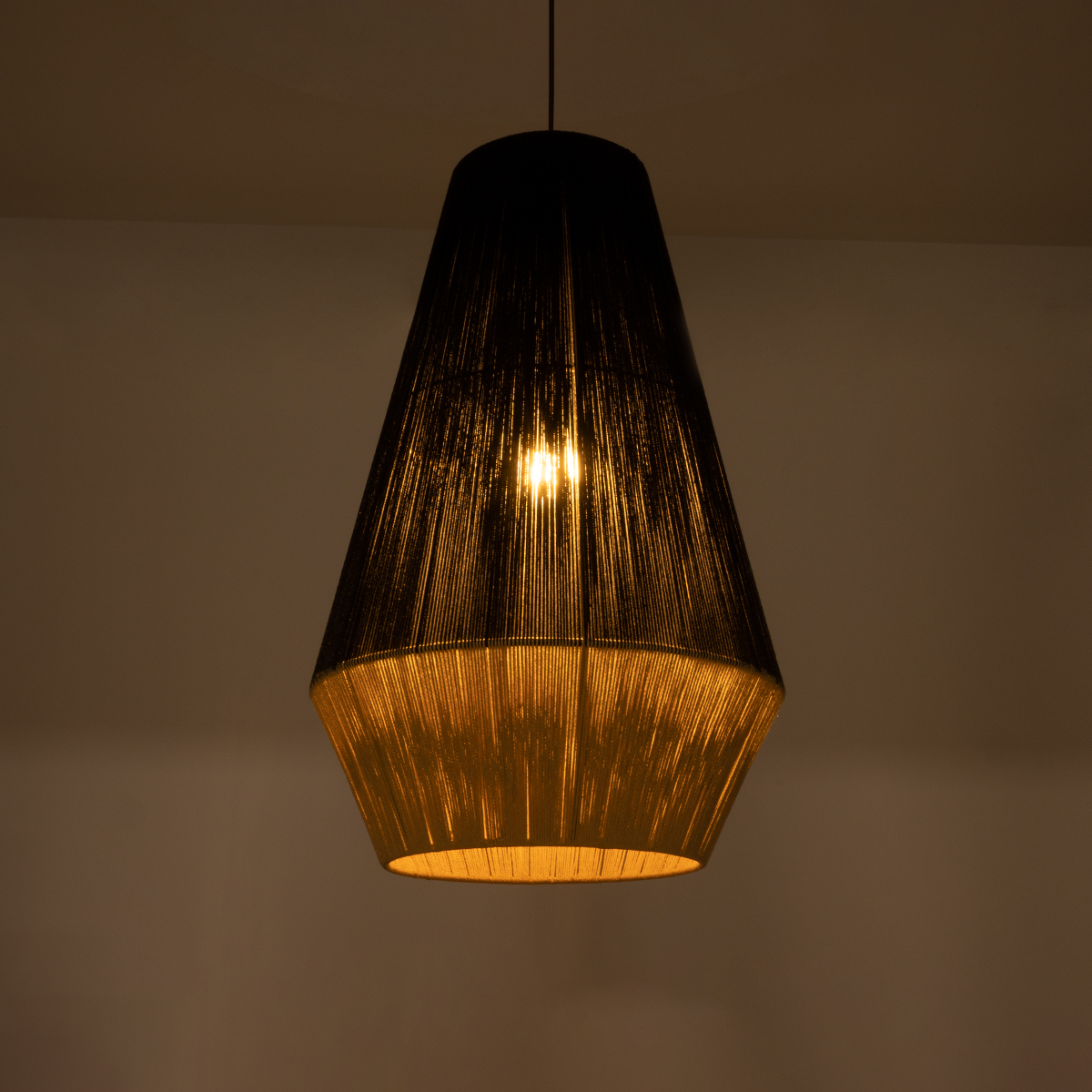 LEDTM® SALERNO 02080 Boho Κρεμαστό Φωτιστικό Οροφής με Ντουί 1 x E27 AC 220-240V IP20 - Μαύρο & Μπεζ - Μ50 x Π50 x Υ80cm - Image 3