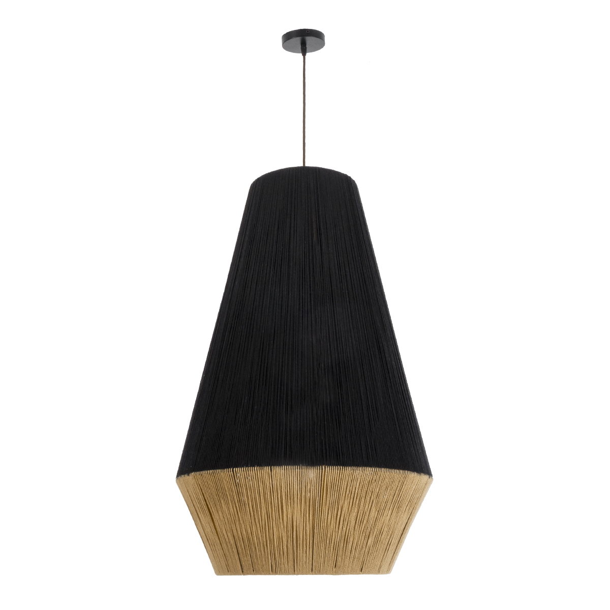 LEDTM® SALERNO 02080 Boho Κρεμαστό Φωτιστικό Οροφής με Ντουί 1 x E27 AC 220-240V IP20 - Μαύρο & Μπεζ - Μ50 x Π50 x Υ80cm - Image 4