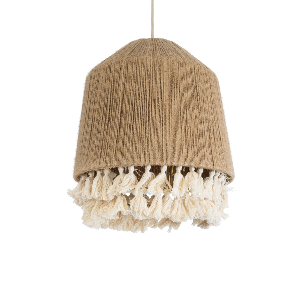 LEDTM® PUERTORICO 02092 Boho Κρεμαστό Φωτιστικό Οροφής με Ντουί 1 x E27 AC 220-240V IP20 - Μπεζ & Λευκό - Μ40 x Π40 x Υ45cm - Image 2