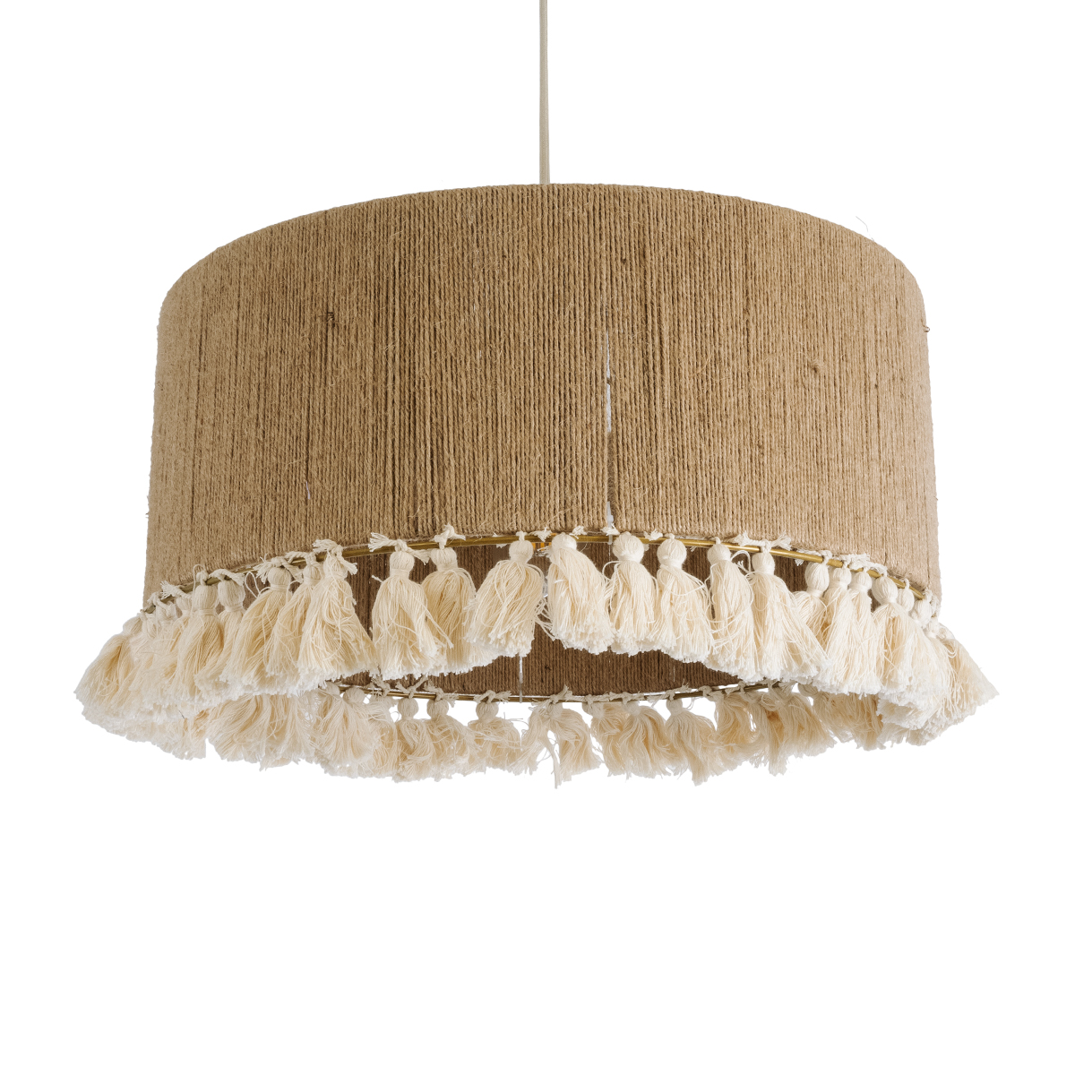 LEDTM® PUERTORICO 02094 Boho Κρεμαστό Φωτιστικό Οροφής με Ντουί 1 x E27 AC 220-240V IP20 - Μπεζ & Λευκό - Μ50 x Π50 x Υ27cm - Image 2