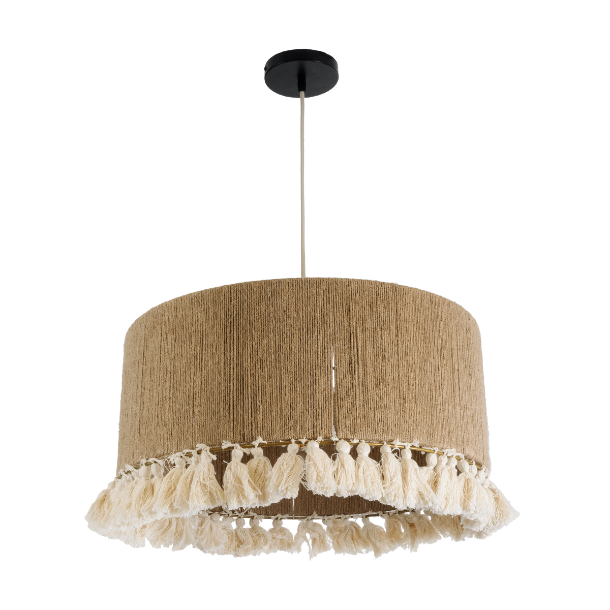 LEDTM® PUERTORICO 02094 Boho Κρεμαστό Φωτιστικό Οροφής με Ντουί 1 x E27 AC 220-240V IP20 - Μπεζ & Λευκό - Μ50 x Π50 x Υ27cm - Image 4
