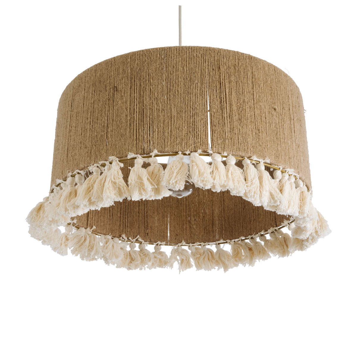 LEDTM® PUERTORICO 02094 Boho Κρεμαστό Φωτιστικό Οροφής με Ντουί 1 x E27 AC 220-240V IP20 - Μπεζ & Λευκό - Μ50 x Π50 x Υ27cm - Image 6