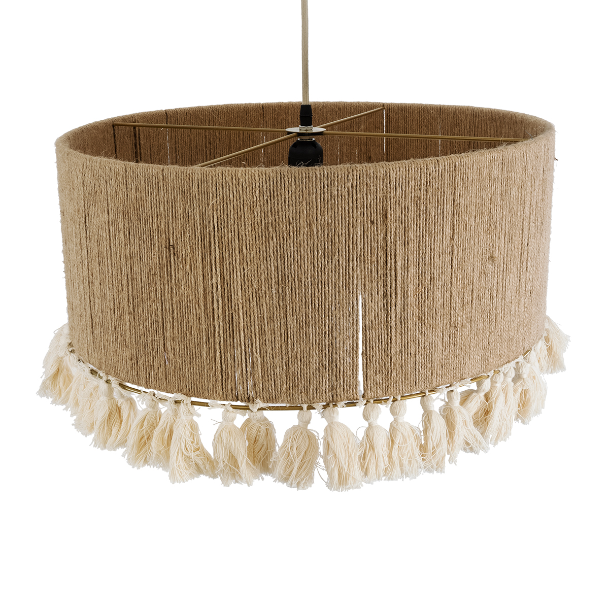 LEDTM® PUERTORICO 02094 Boho Κρεμαστό Φωτιστικό Οροφής με Ντουί 1 x E27 AC 220-240V IP20 - Μπεζ & Λευκό - Μ50 x Π50 x Υ27cm - Image 7