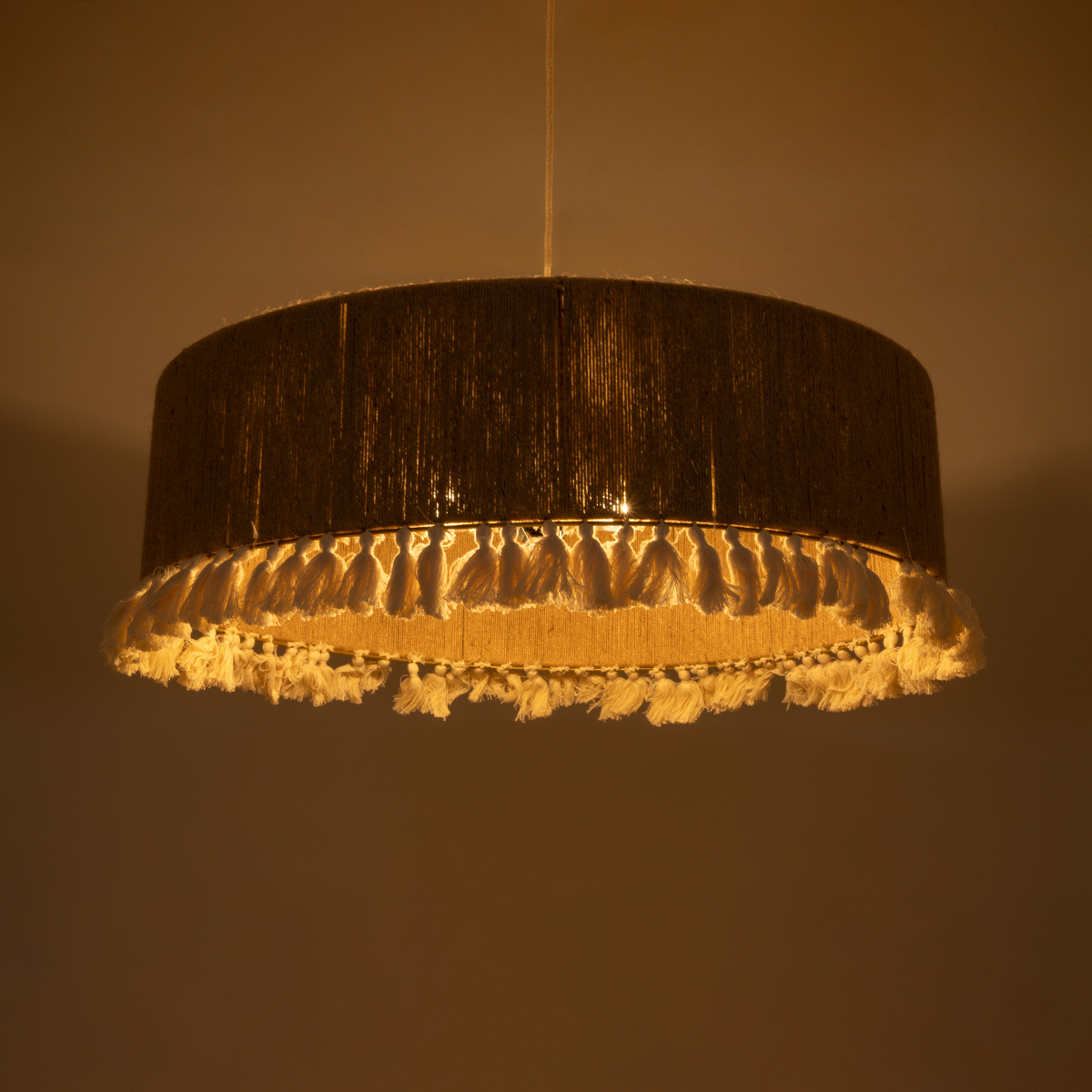 LEDTM® PUERTORICO 02095 Boho Κρεμαστό Φωτιστικό Οροφής με Ντουί 3 x E27 AC 220-240V IP20 - Μπεζ - Μ80 x Π80 x Υ27cm - Image 3