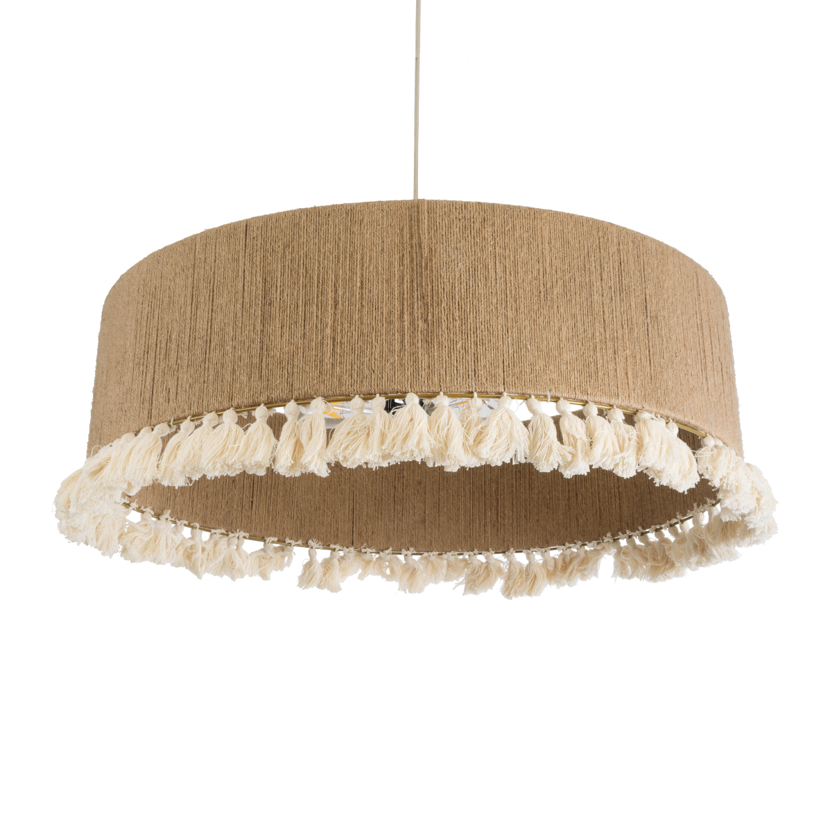 LEDTM® PUERTORICO 02095 Boho Κρεμαστό Φωτιστικό Οροφής με Ντουί 3 x E27 AC 220-240V IP20 - Μπεζ - Μ80 x Π80 x Υ27cm - Image 6