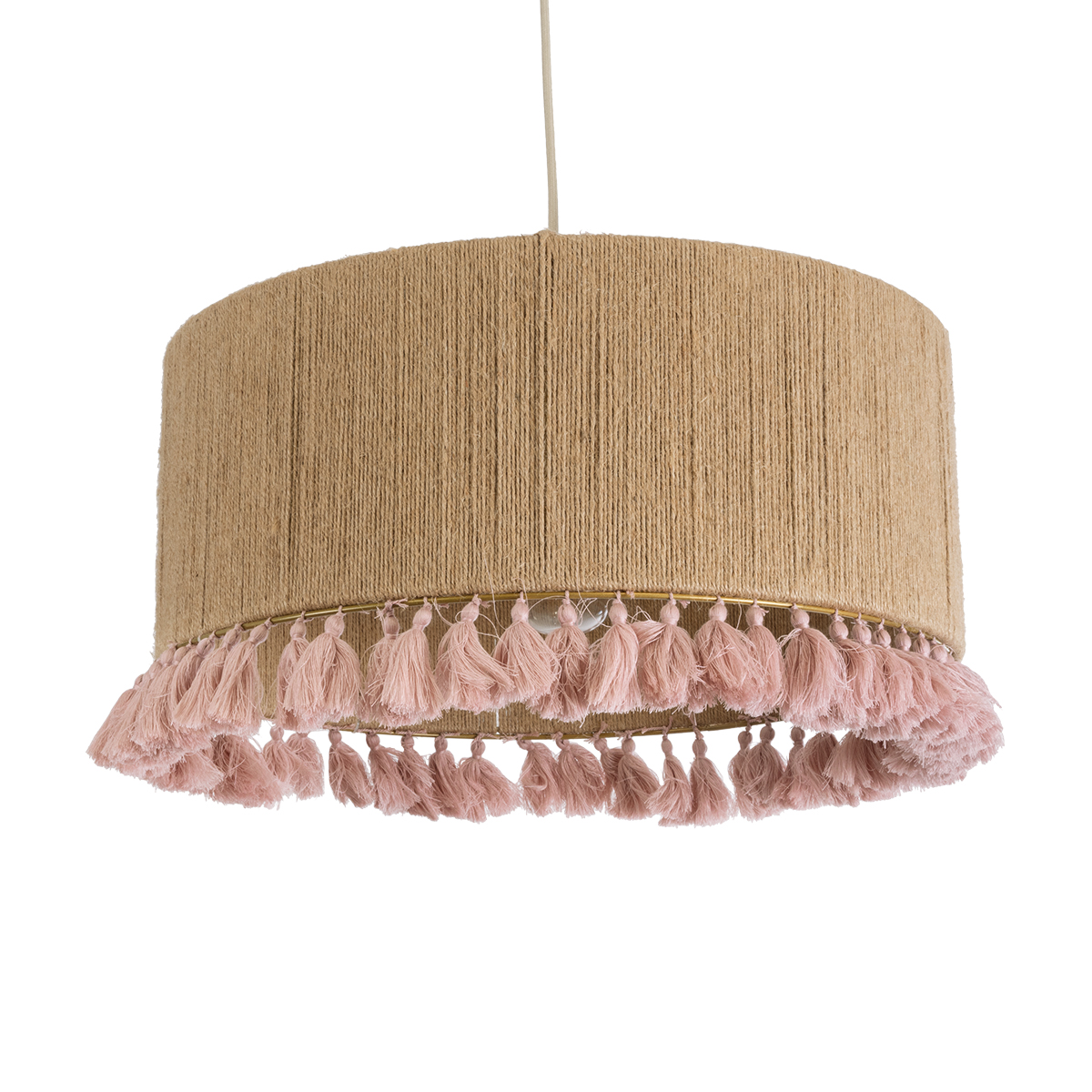 LEDTM® PUERTORICO 02096 Boho Κρεμαστό Φωτιστικό Οροφής με Ντουί 1 x E27 AC 220-240V IP20 - Μπεζ & Ροζ - Μ50 x Π50 x Υ27cm - Image 2