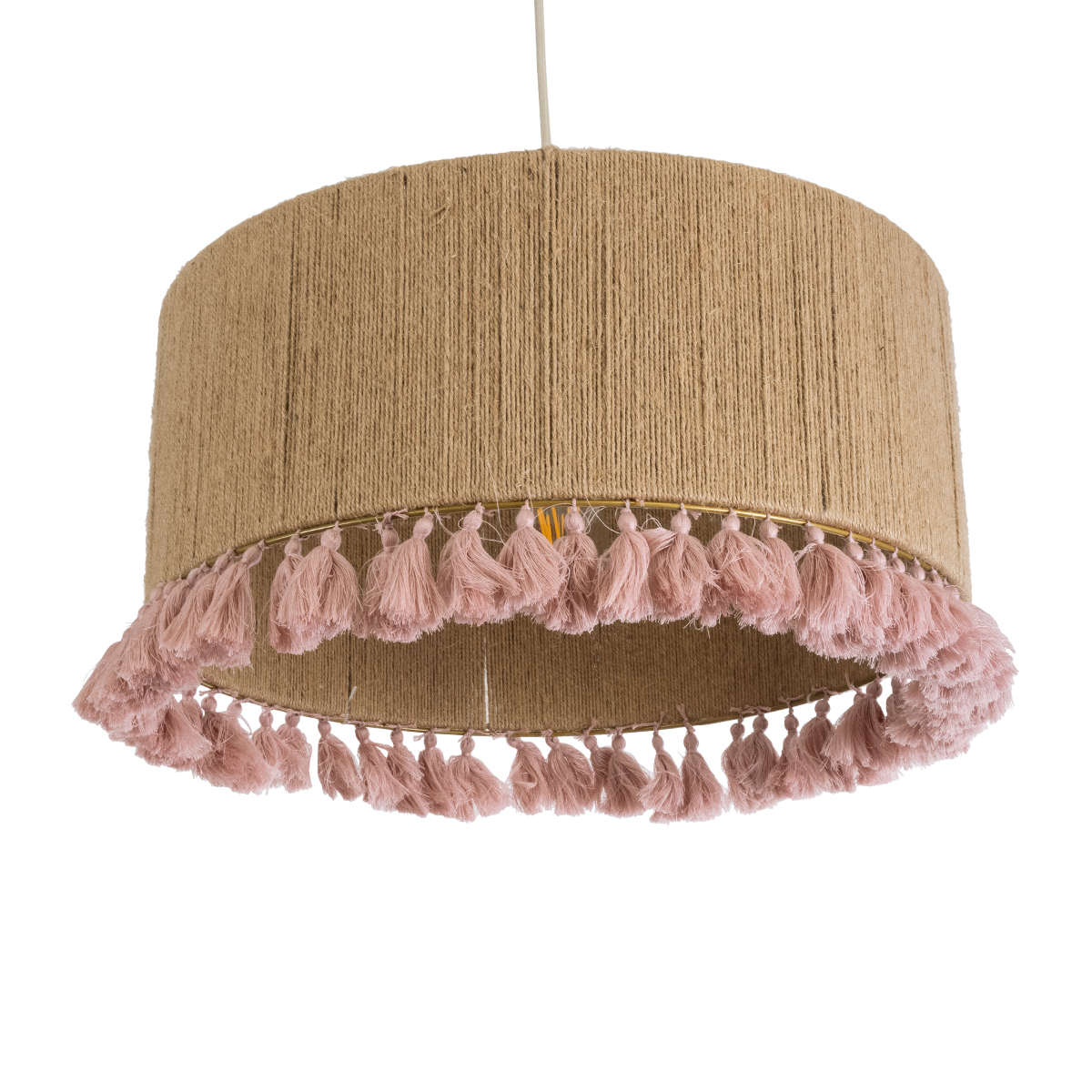 LEDTM® PUERTORICO 02096 Boho Κρεμαστό Φωτιστικό Οροφής με Ντουί 1 x E27 AC 220-240V IP20 - Μπεζ & Ροζ - Μ50 x Π50 x Υ27cm - Image 6