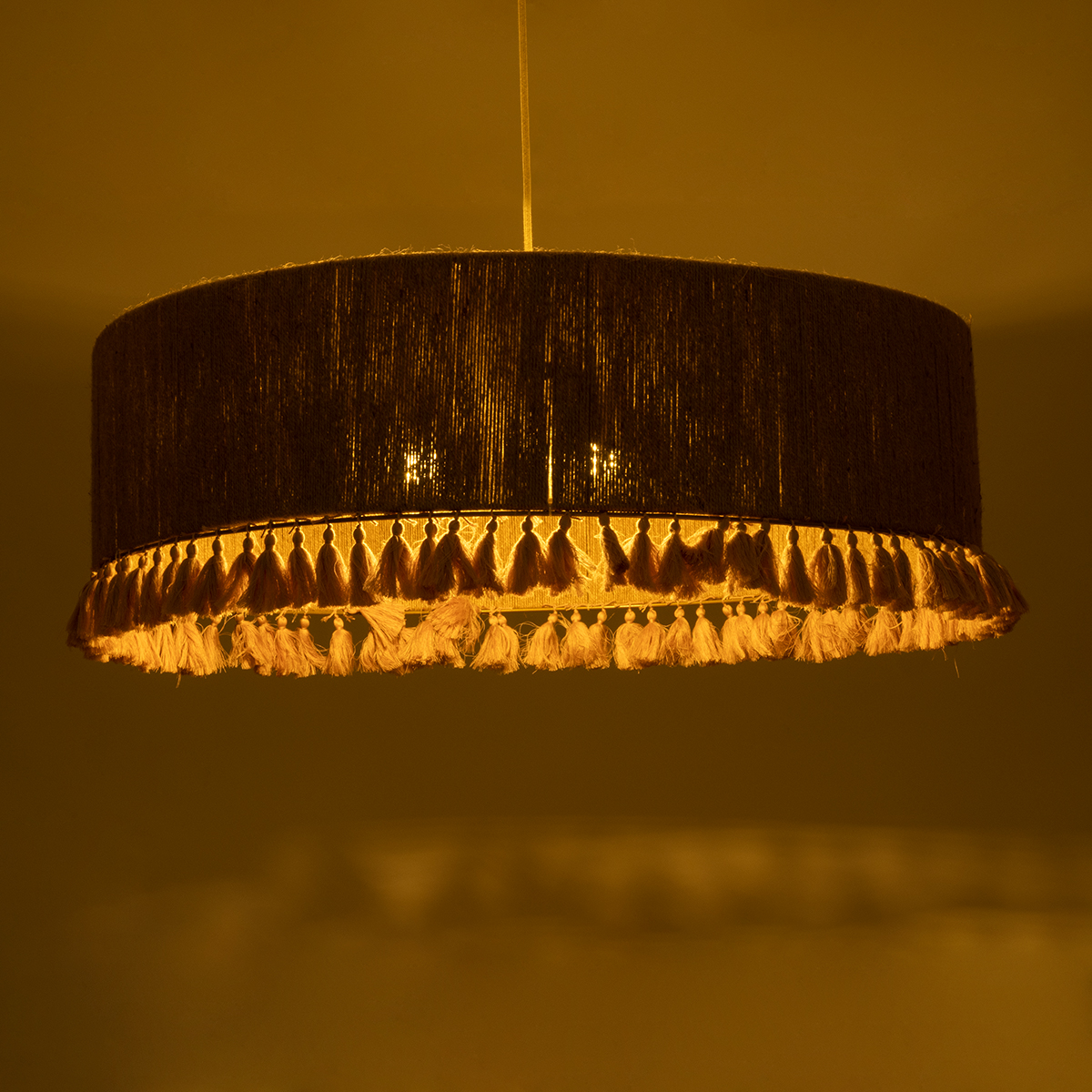 LEDTM® PUERTORICO 02097 Boho Κρεμαστό Φωτιστικό Οροφής με Ντουί 3 x E27 AC 220-240V IP20 - Μπεζ & Ροζ - Μ80 x Π80 x Υ27cm - Image 3
