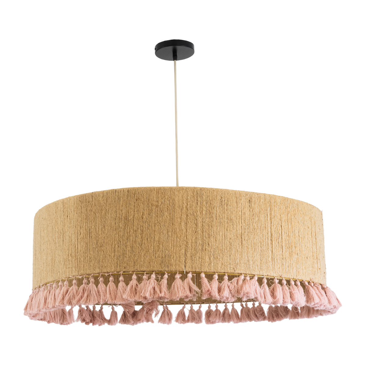 LEDTM® PUERTORICO 02097 Boho Κρεμαστό Φωτιστικό Οροφής με Ντουί 3 x E27 AC 220-240V IP20 - Μπεζ & Ροζ - Μ80 x Π80 x Υ27cm - Image 4