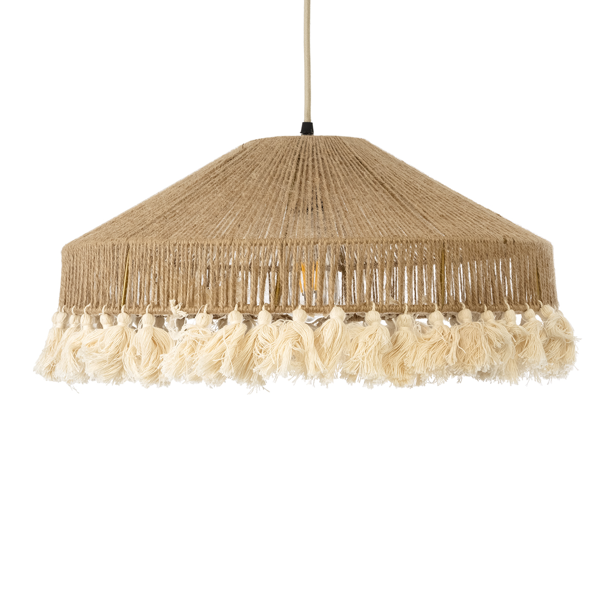 LEDTM® PUERTORICO 02098 Boho Κρεμαστό Φωτιστικό Οροφής με Ντουί 1 x E27 AC 220-240V IP20 - Μπεζ & Λευκό - Μ50 x Π50 x Υ25cm - Image 5