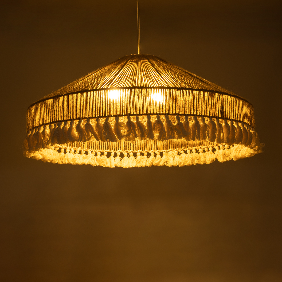 LEDTM® PUERTORICO 02099 Boho Κρεμαστό Φωτιστικό Οροφής με Ντουί 3 x E27 AC 220-240V IP20 - Μπεζ & Λευκό - Μ80 x Π80 x Υ35cm - Image 3