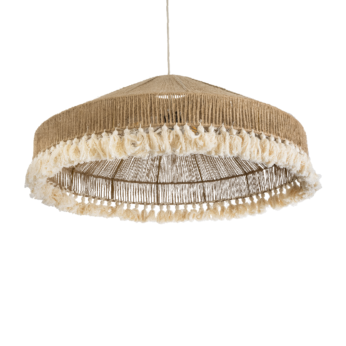 LEDTM® PUERTORICO 02099 Boho Κρεμαστό Φωτιστικό Οροφής με Ντουί 3 x E27 AC 220-240V IP20 - Μπεζ & Λευκό - Μ80 x Π80 x Υ35cm - Image 6