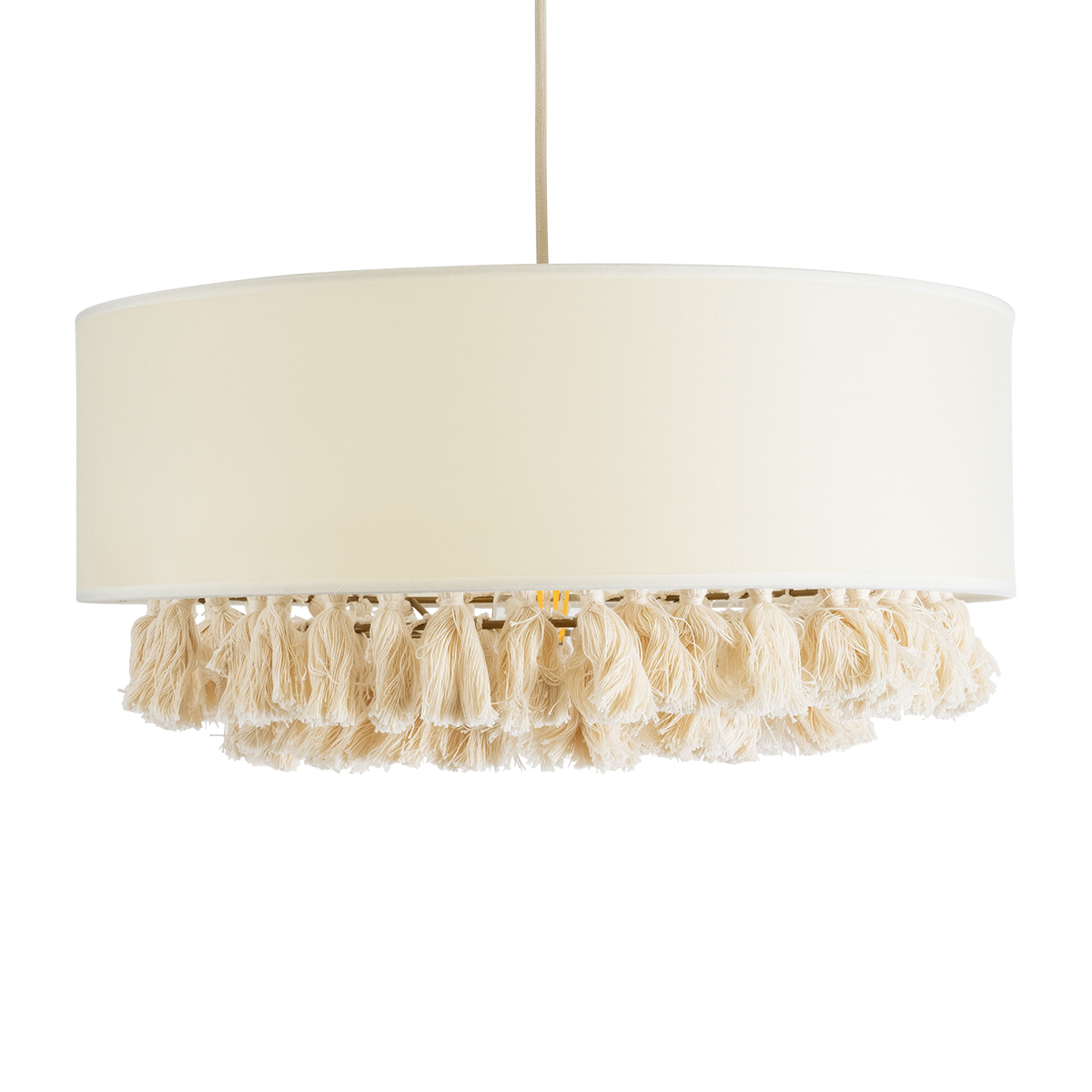 LEDTM® GINGER 02100 Boho Κρεμαστό Φωτιστικό Οροφής με Ντουί 1 x E27 AC 220-240V IP20 - Μπεζ & Λευκό - Μ50 x Π50 x Υ25cm - Image 5