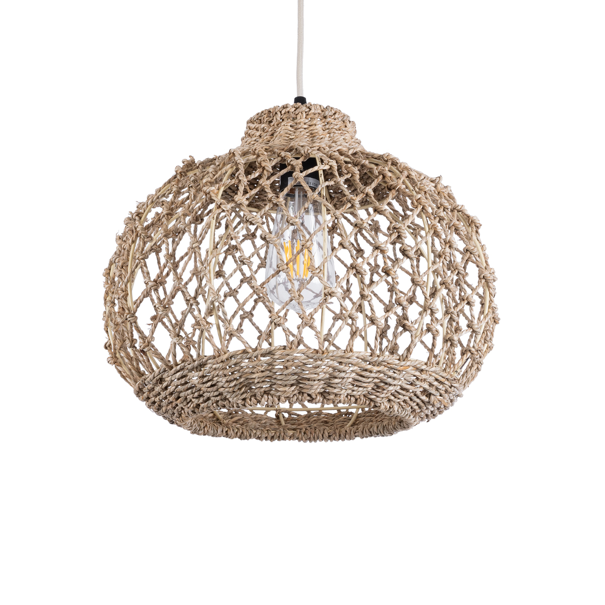 LEDTM® ECUADOR 02115 Boho Κρεμαστό Φωτιστικό Οροφής με Ντουί 1 x E27 AC 220-240V IP20 - Μπεζ - Μ35 x Π35 x Υ28cm - Image 2