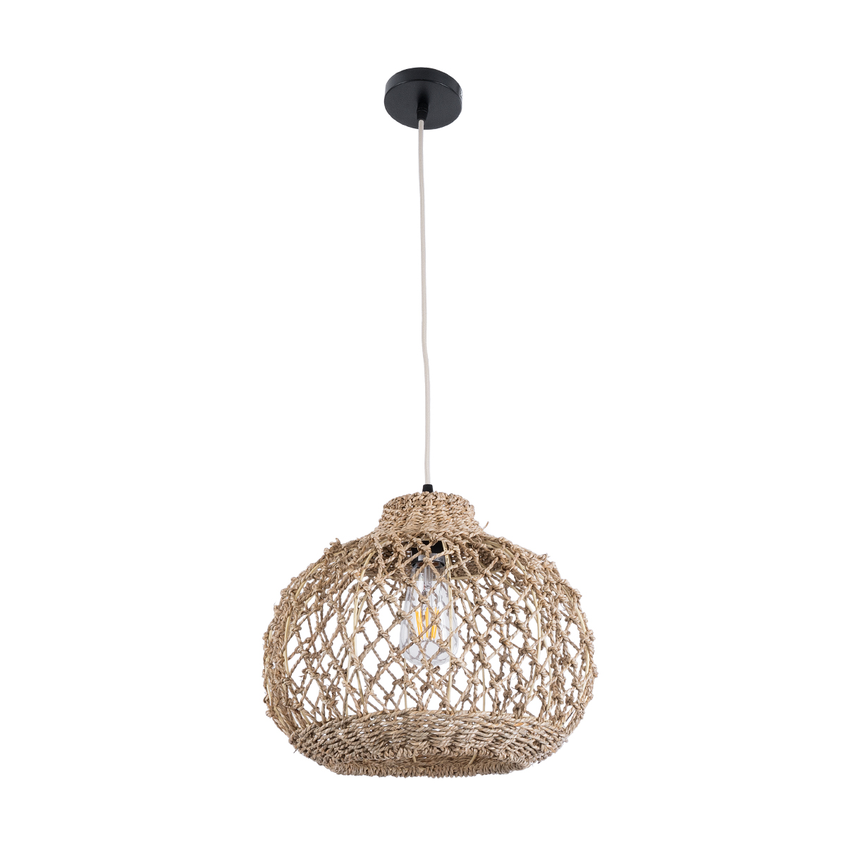 LEDTM® ECUADOR 02115 Boho Κρεμαστό Φωτιστικό Οροφής με Ντουί 1 x E27 AC 220-240V IP20 - Μπεζ - Μ35 x Π35 x Υ28cm - Image 4
