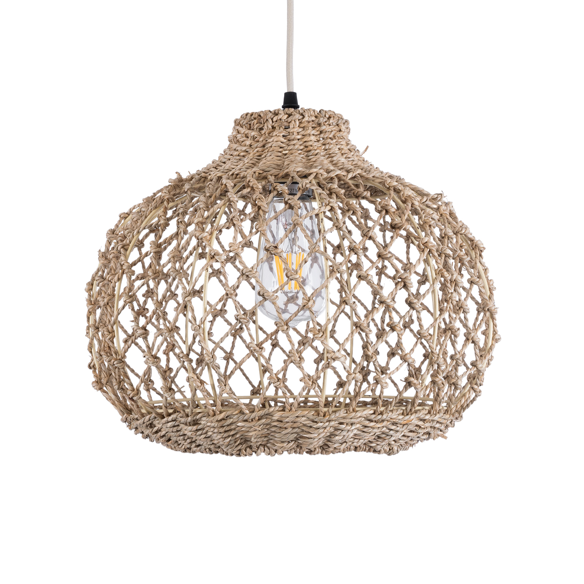 LEDTM® ECUADOR 02115 Boho Κρεμαστό Φωτιστικό Οροφής με Ντουί 1 x E27 AC 220-240V IP20 - Μπεζ - Μ35 x Π35 x Υ28cm - Image 5