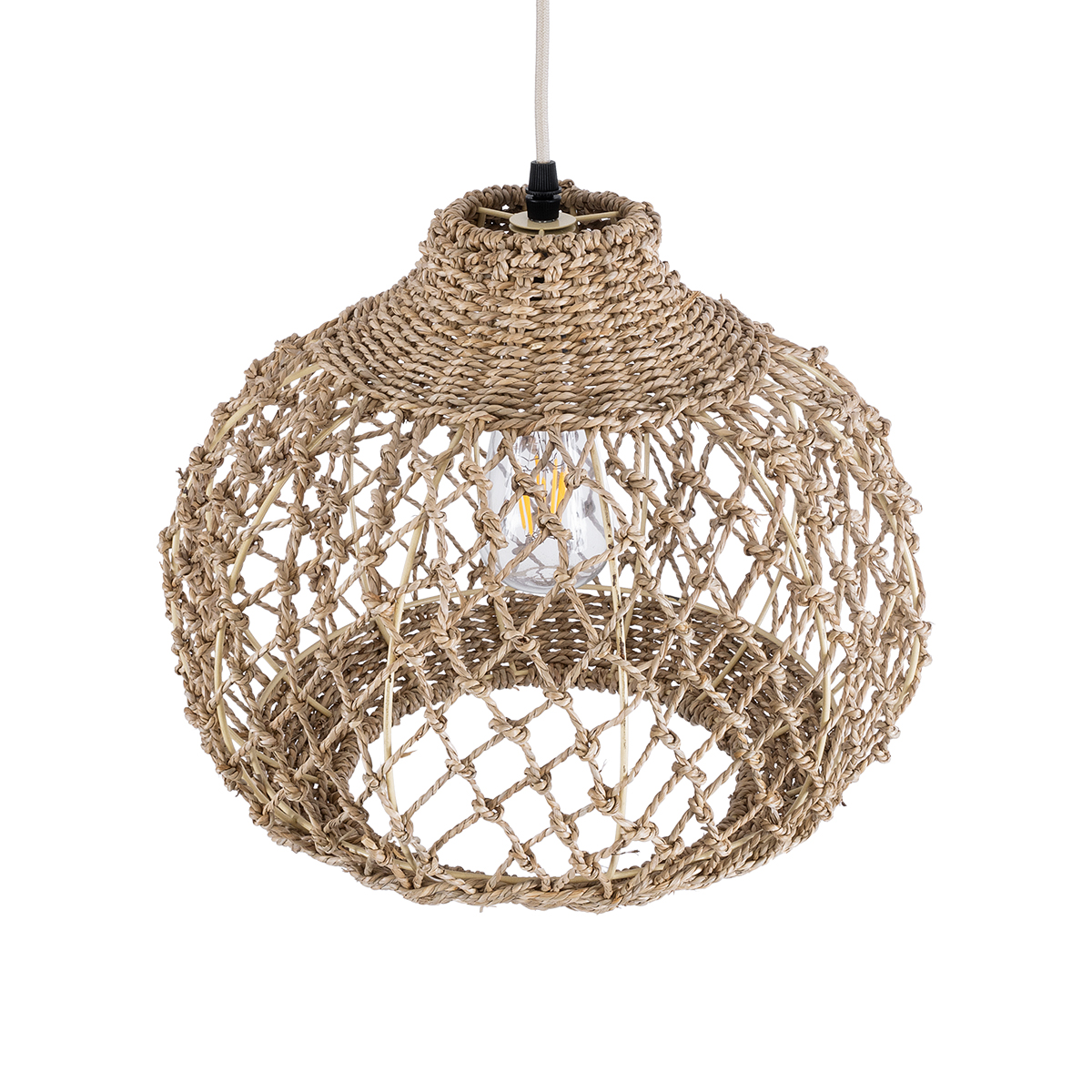 LEDTM® ECUADOR 02115 Boho Κρεμαστό Φωτιστικό Οροφής με Ντουί 1 x E27 AC 220-240V IP20 - Μπεζ - Μ35 x Π35 x Υ28cm - Image 7