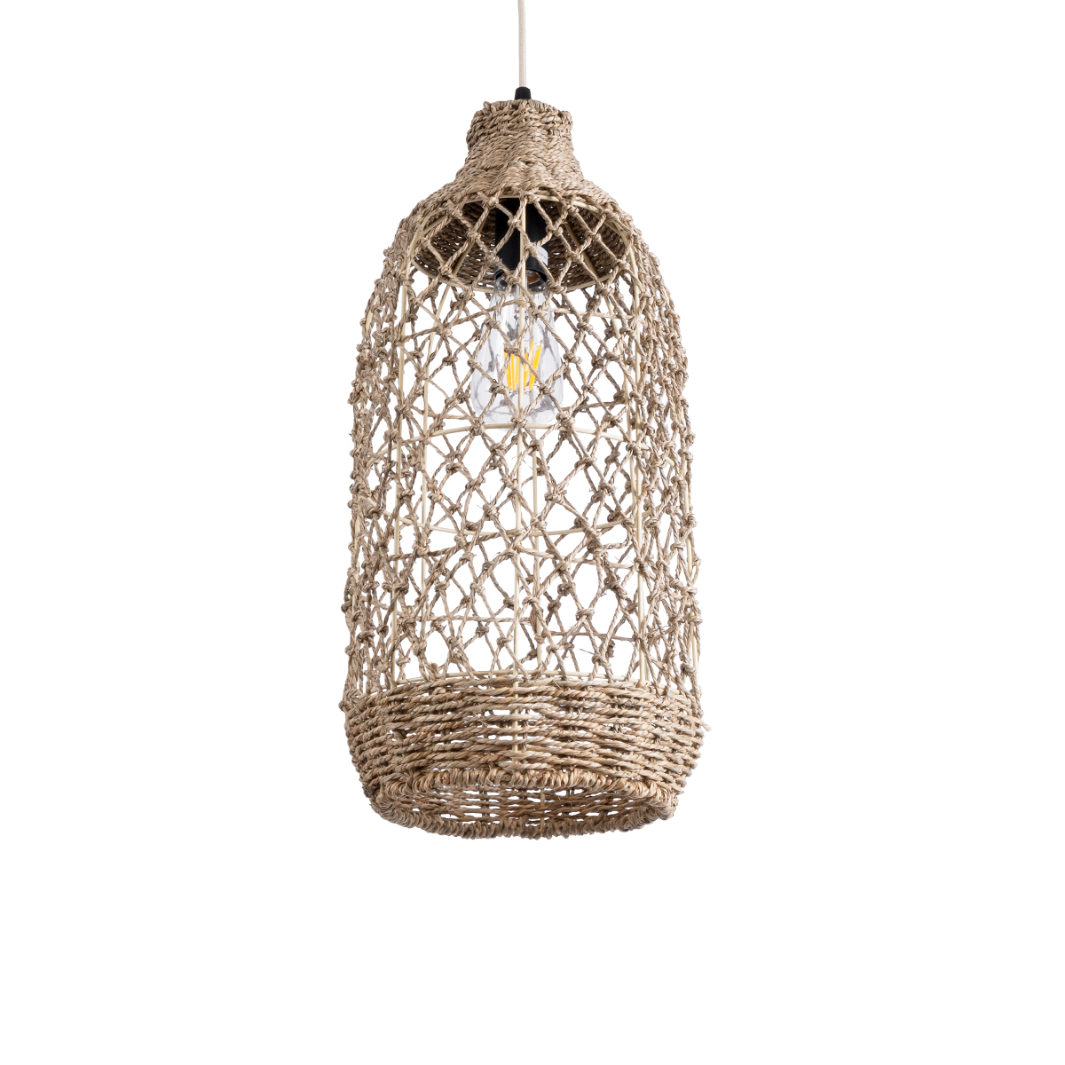 LEDTM® ECUADOR 02116 Boho Κρεμαστό Φωτιστικό Οροφής με Ντουί 1 x E27 AC 220-240V IP20 - Μπεζ - Μ23 x Π23 x Υ50cm - Image 2