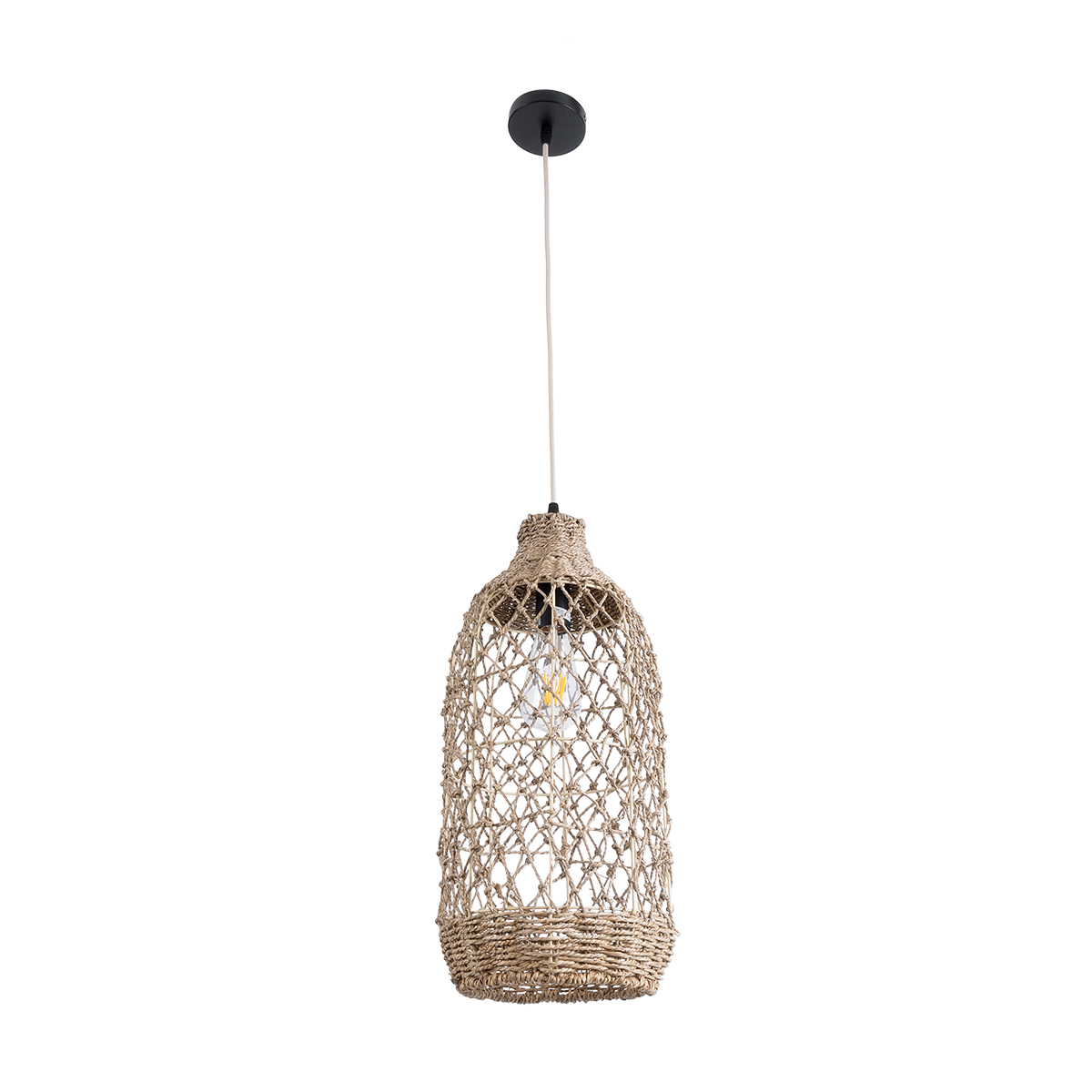 LEDTM® ECUADOR 02116 Boho Κρεμαστό Φωτιστικό Οροφής με Ντουί 1 x E27 AC 220-240V IP20 - Μπεζ - Μ23 x Π23 x Υ50cm - Image 4