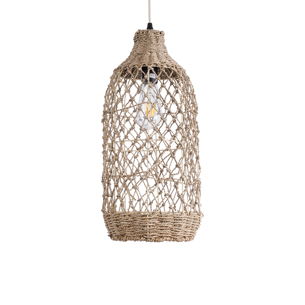 LEDTM® ECUADOR 02116 Boho Κρεμαστό Φωτιστικό Οροφής με Ντουί 1 x E27 AC 220-240V IP20 - Μπεζ - Μ23 x Π23 x Υ50cm - Image 5