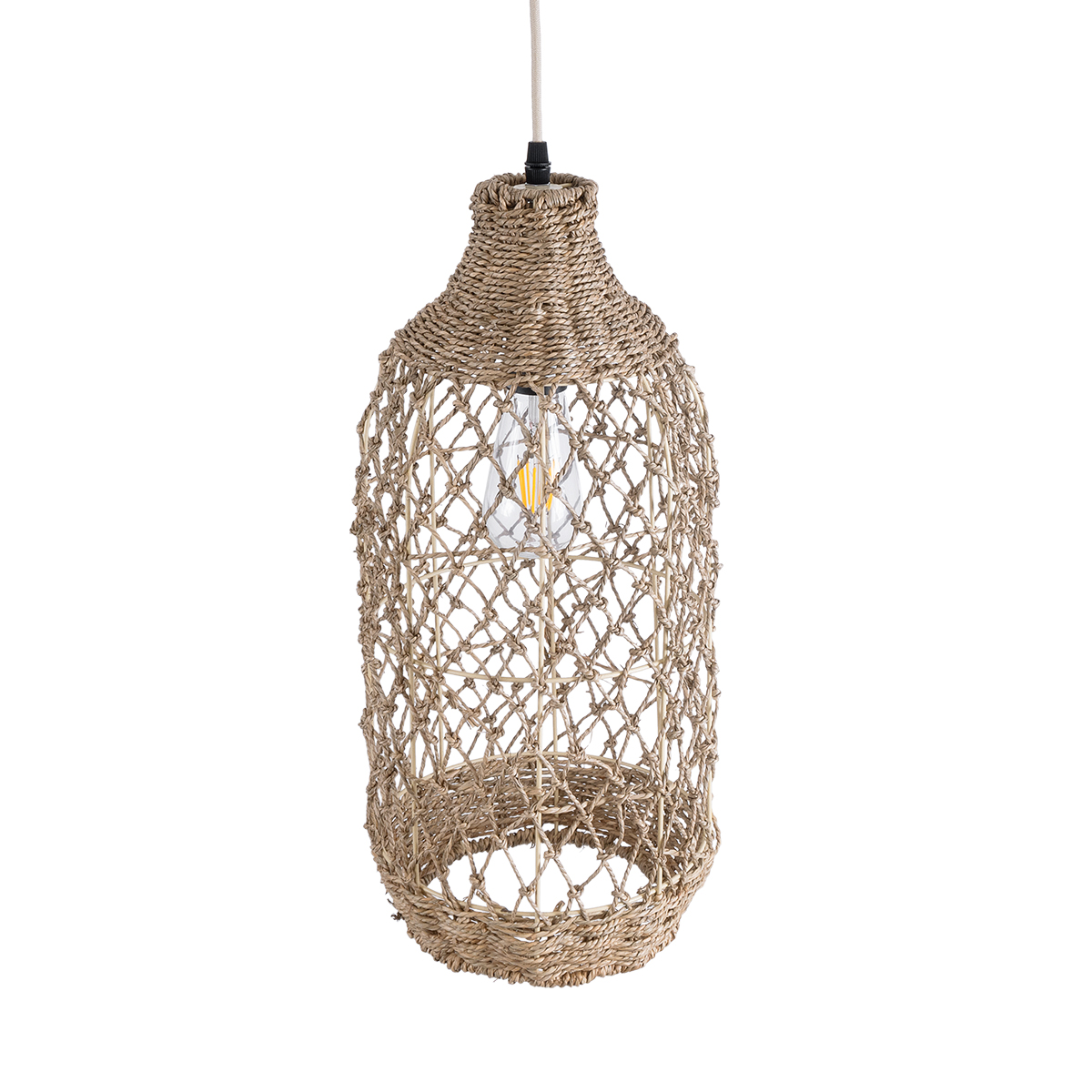 LEDTM® ECUADOR 02116 Boho Κρεμαστό Φωτιστικό Οροφής με Ντουί 1 x E27 AC 220-240V IP20 - Μπεζ - Μ23 x Π23 x Υ50cm - Image 7