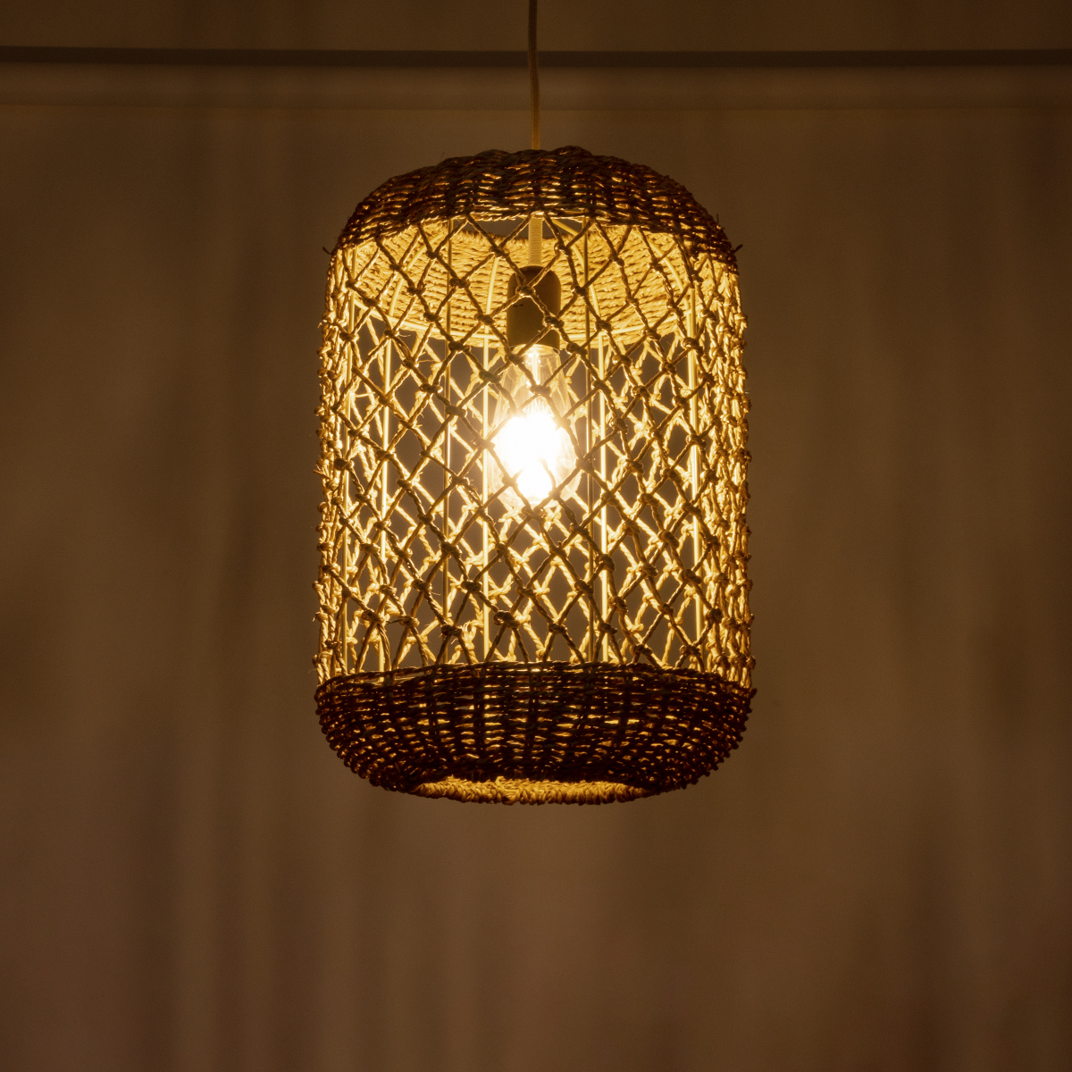 LEDTM® ECUADOR 02117 Boho Κρεμαστό Φωτιστικό Οροφής με Ντουί 1 x E27 AC 220-240V IP20 - Μπεζ - Μ28 x Π28 x Υ40cm - Image 3