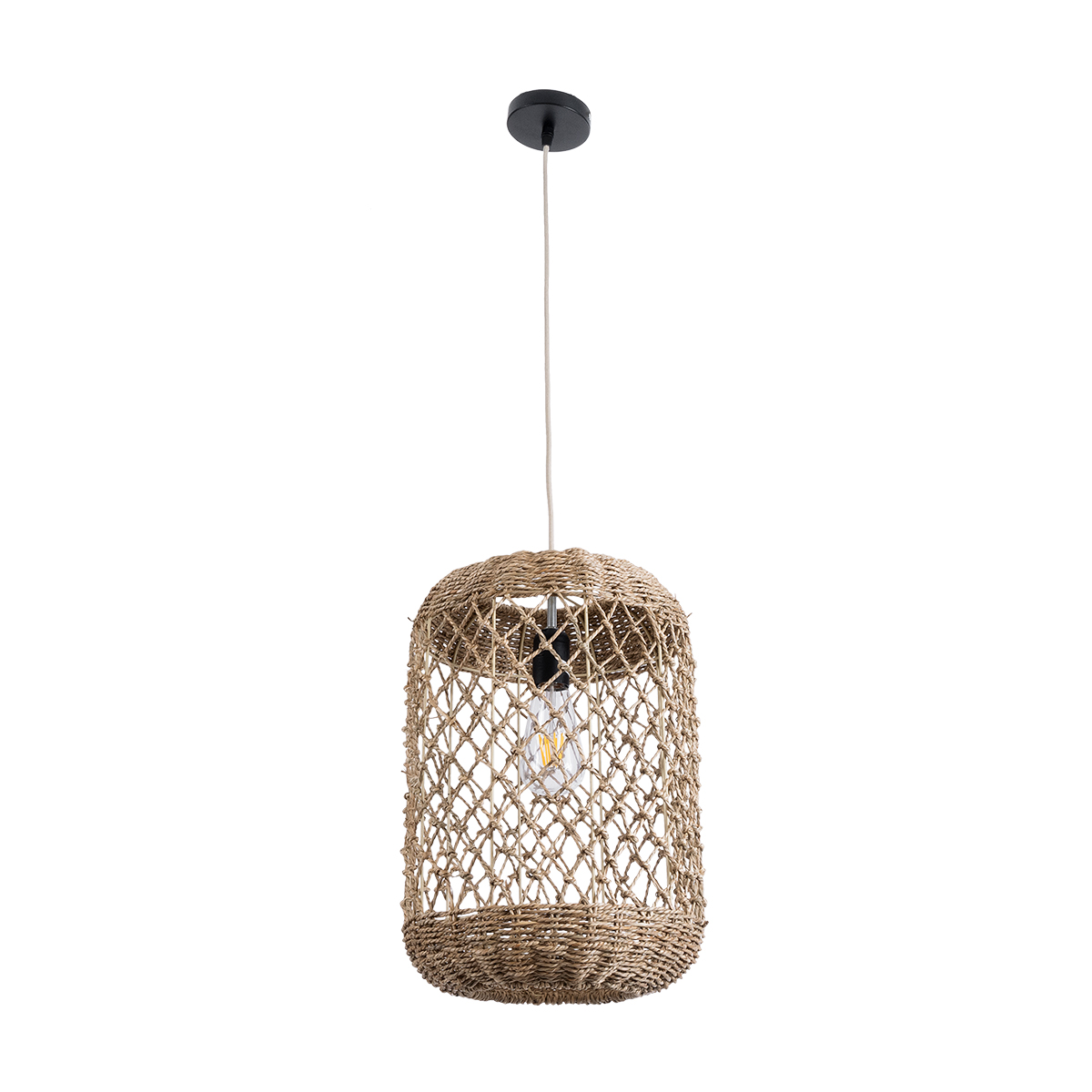 LEDTM® ECUADOR 02117 Boho Κρεμαστό Φωτιστικό Οροφής με Ντουί 1 x E27 AC 220-240V IP20 - Μπεζ - Μ28 x Π28 x Υ40cm - Image 4