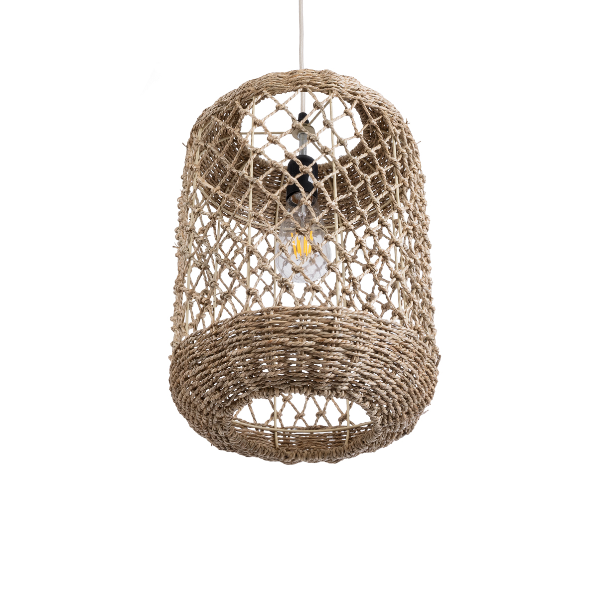 LEDTM® ECUADOR 02117 Boho Κρεμαστό Φωτιστικό Οροφής με Ντουί 1 x E27 AC 220-240V IP20 - Μπεζ - Μ28 x Π28 x Υ40cm - Image 6