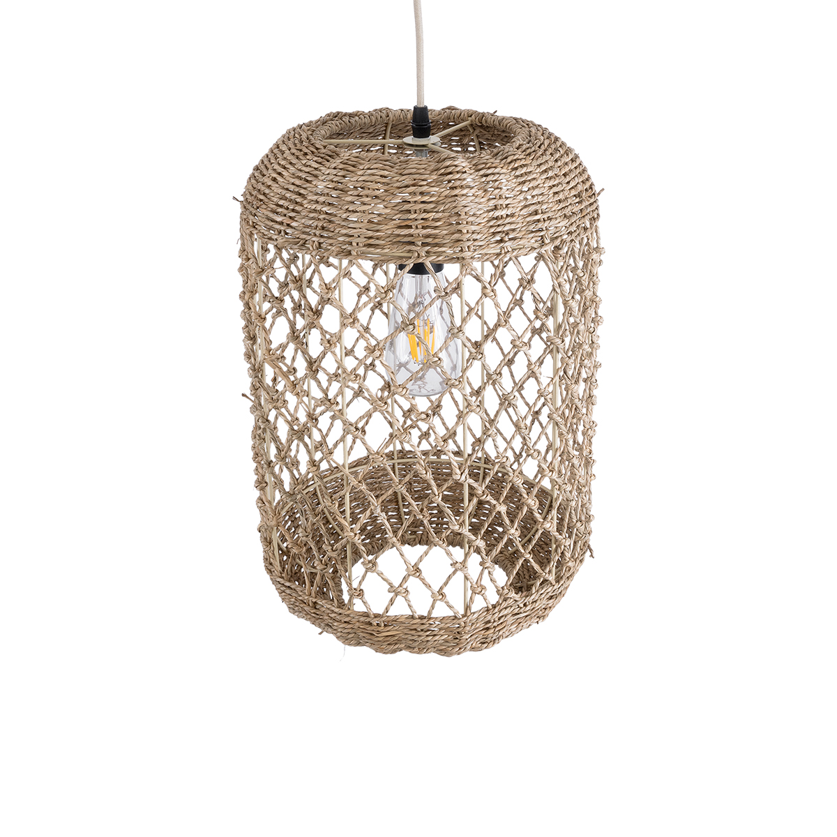 LEDTM® ECUADOR 02117 Boho Κρεμαστό Φωτιστικό Οροφής με Ντουί 1 x E27 AC 220-240V IP20 - Μπεζ - Μ28 x Π28 x Υ40cm - Image 7