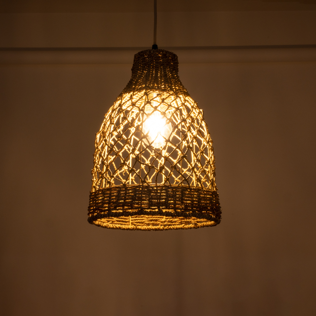 LEDTM® ECUADOR 02118 Boho Κρεμαστό Φωτιστικό Οροφής με Ντουί 1 x E27 AC 220-240V IP20 - Μπεζ - Μ25 x Π25 x Υ35cm - Image 3