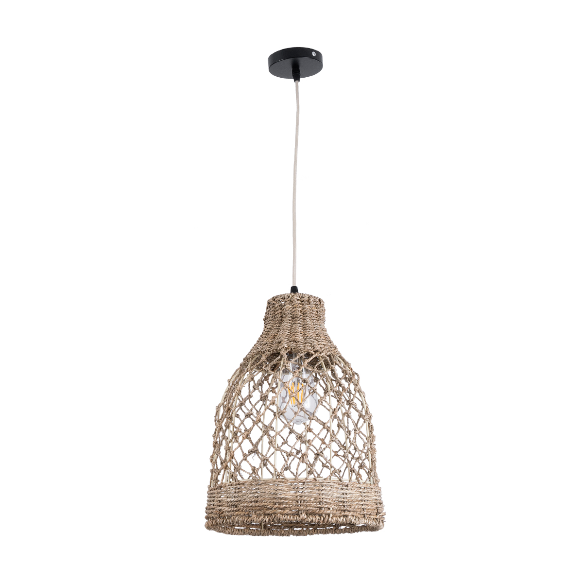 LEDTM® ECUADOR 02118 Boho Κρεμαστό Φωτιστικό Οροφής με Ντουί 1 x E27 AC 220-240V IP20 - Μπεζ - Μ25 x Π25 x Υ35cm - Image 4