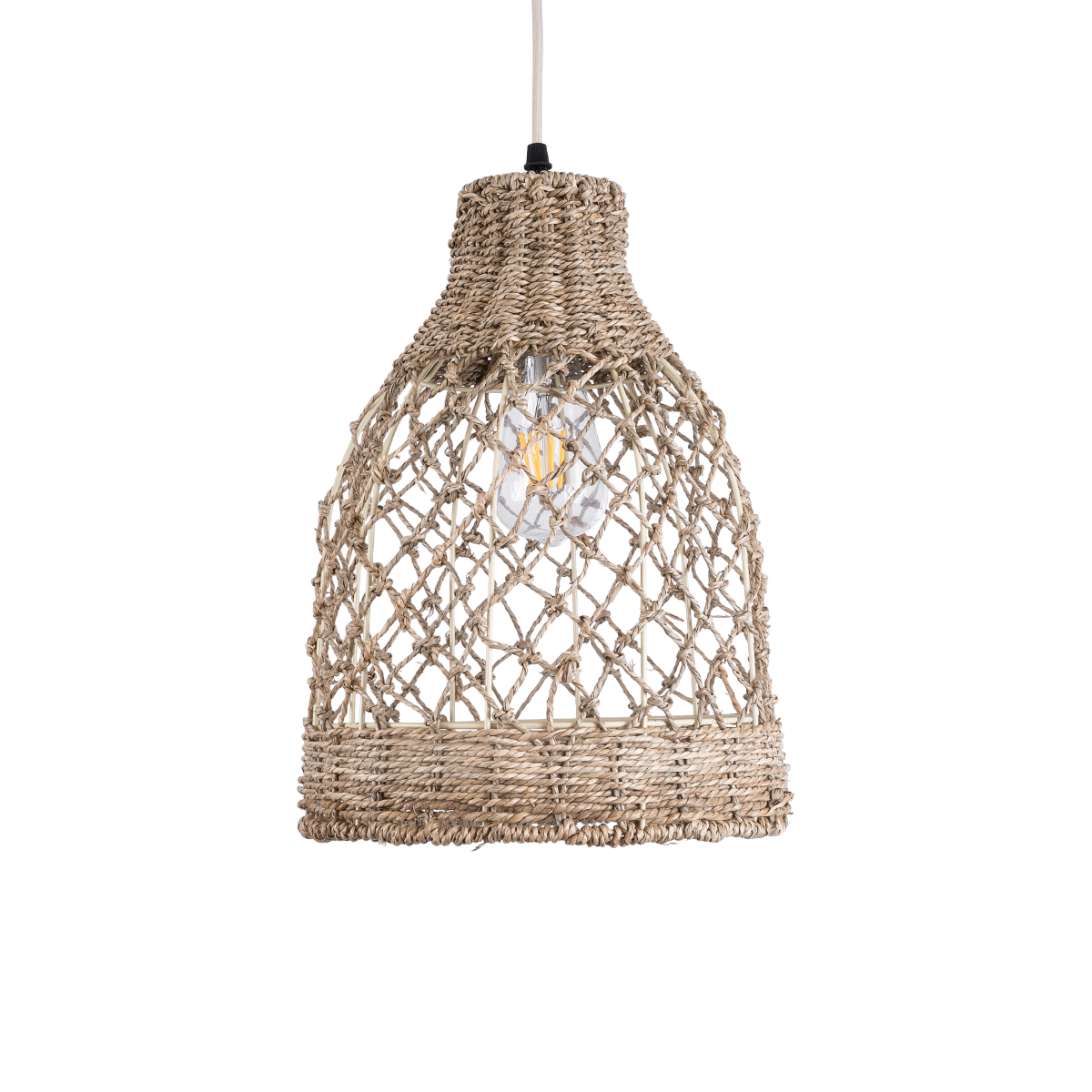 LEDTM® ECUADOR 02118 Boho Κρεμαστό Φωτιστικό Οροφής με Ντουί 1 x E27 AC 220-240V IP20 - Μπεζ - Μ25 x Π25 x Υ35cm - Image 5