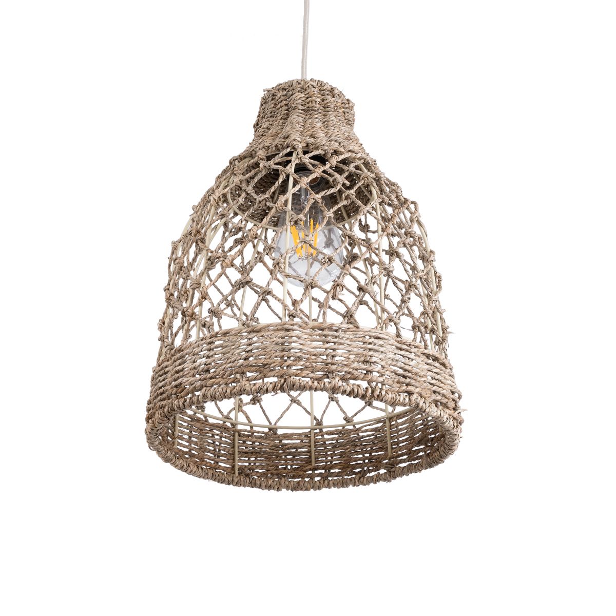LEDTM® ECUADOR 02118 Boho Κρεμαστό Φωτιστικό Οροφής με Ντουί 1 x E27 AC 220-240V IP20 - Μπεζ - Μ25 x Π25 x Υ35cm - Image 6
