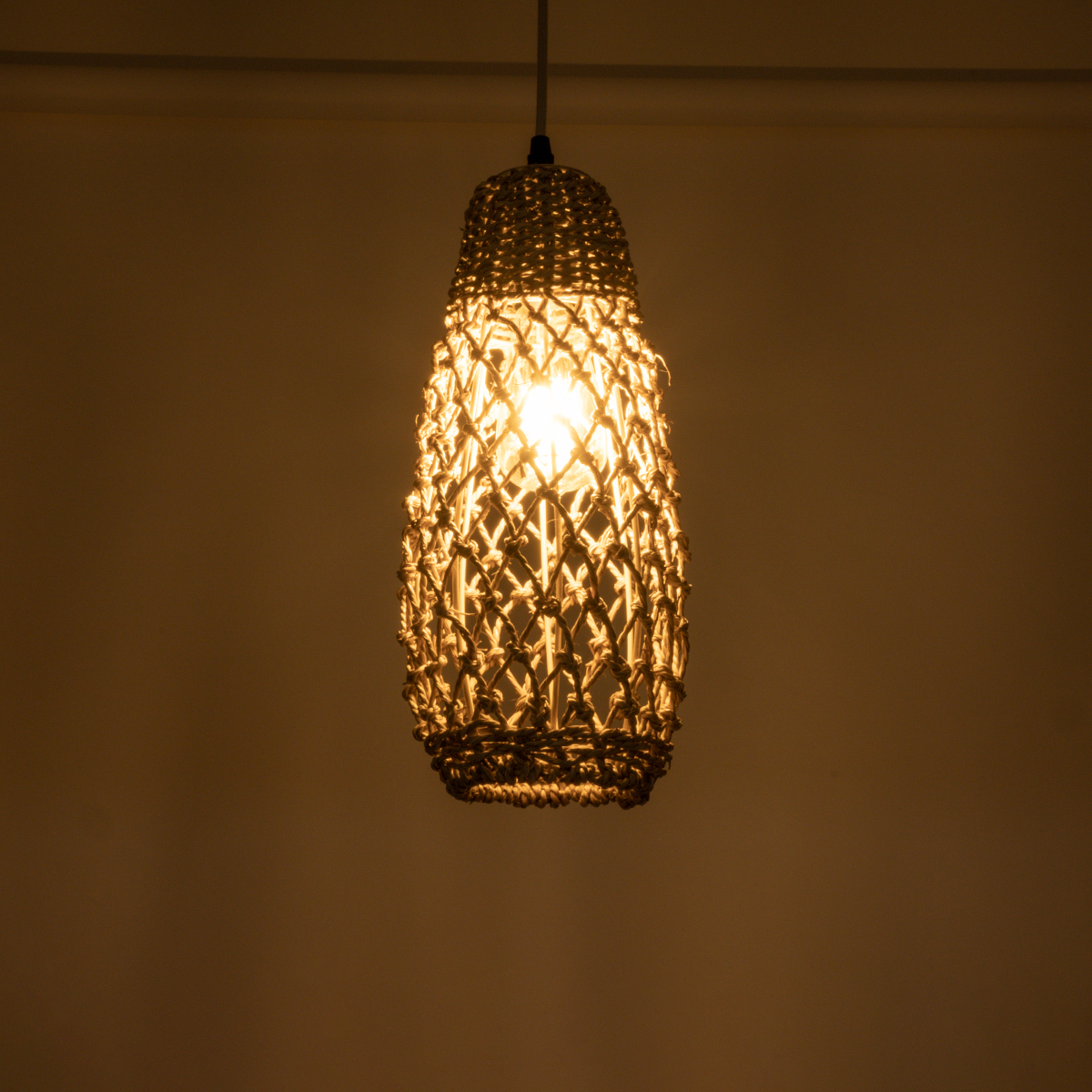 LEDTM® ECUADOR 02119 Boho Κρεμαστό Φωτιστικό Οροφής με Ντουί 1 x E27 AC 220-240V IP20 - Μπεζ - Μ15 x Π15 x Υ35cm - Image 3