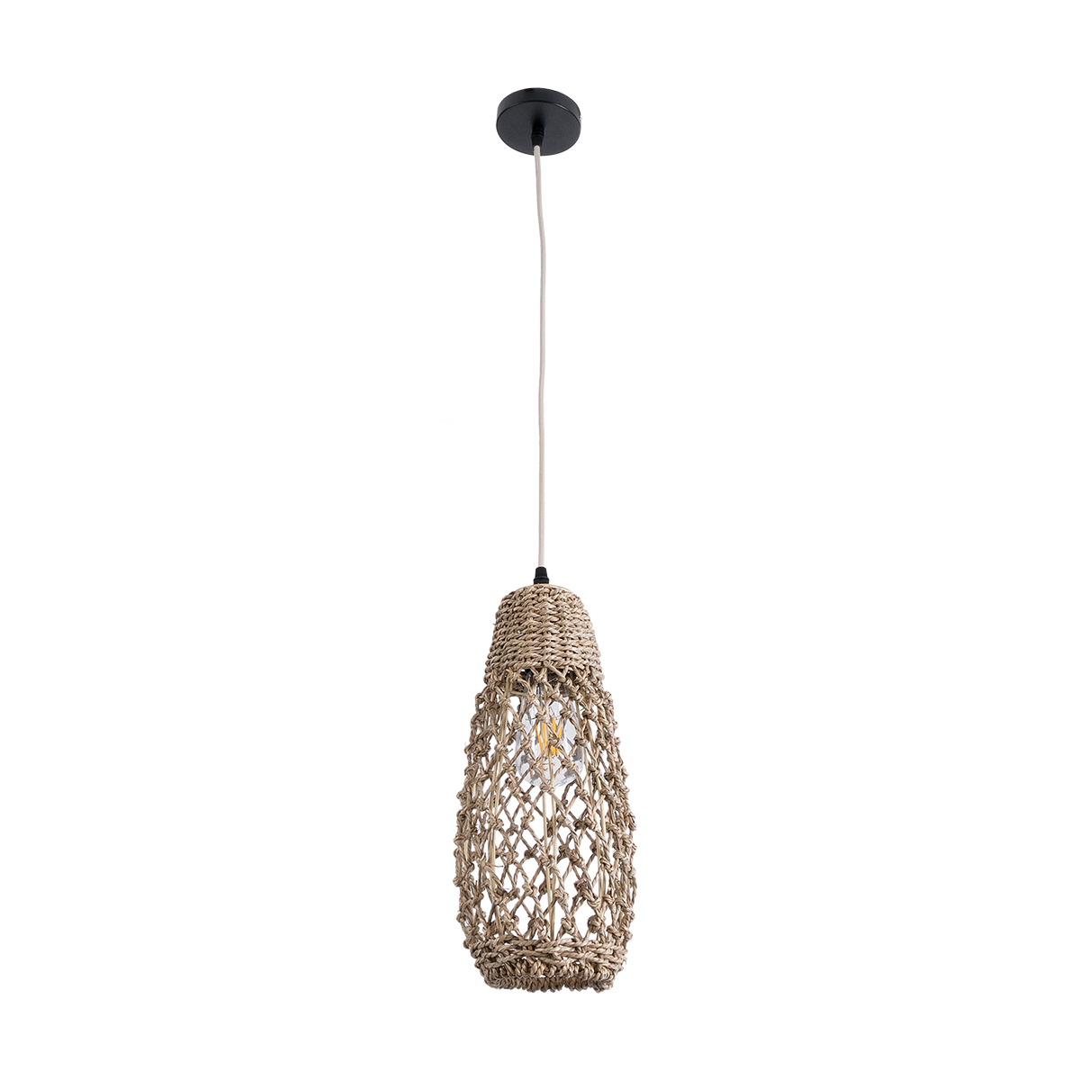 LEDTM® ECUADOR 02119 Boho Κρεμαστό Φωτιστικό Οροφής με Ντουί 1 x E27 AC 220-240V IP20 - Μπεζ - Μ15 x Π15 x Υ35cm - Image 4
