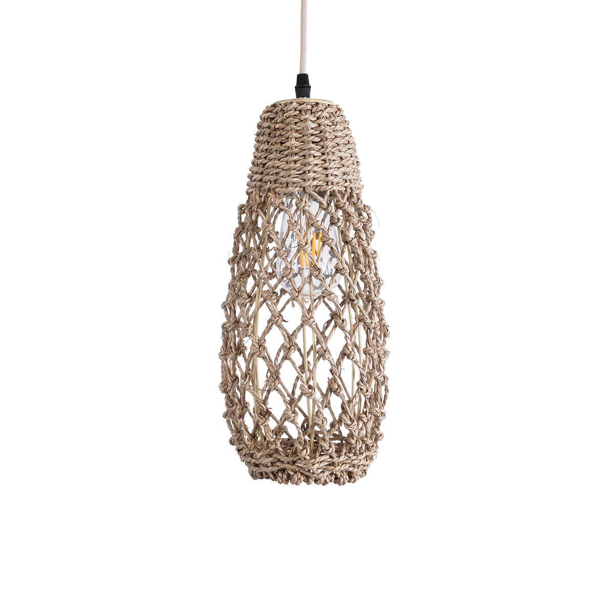 LEDTM® ECUADOR 02119 Boho Κρεμαστό Φωτιστικό Οροφής με Ντουί 1 x E27 AC 220-240V IP20 - Μπεζ - Μ15 x Π15 x Υ35cm - Image 5