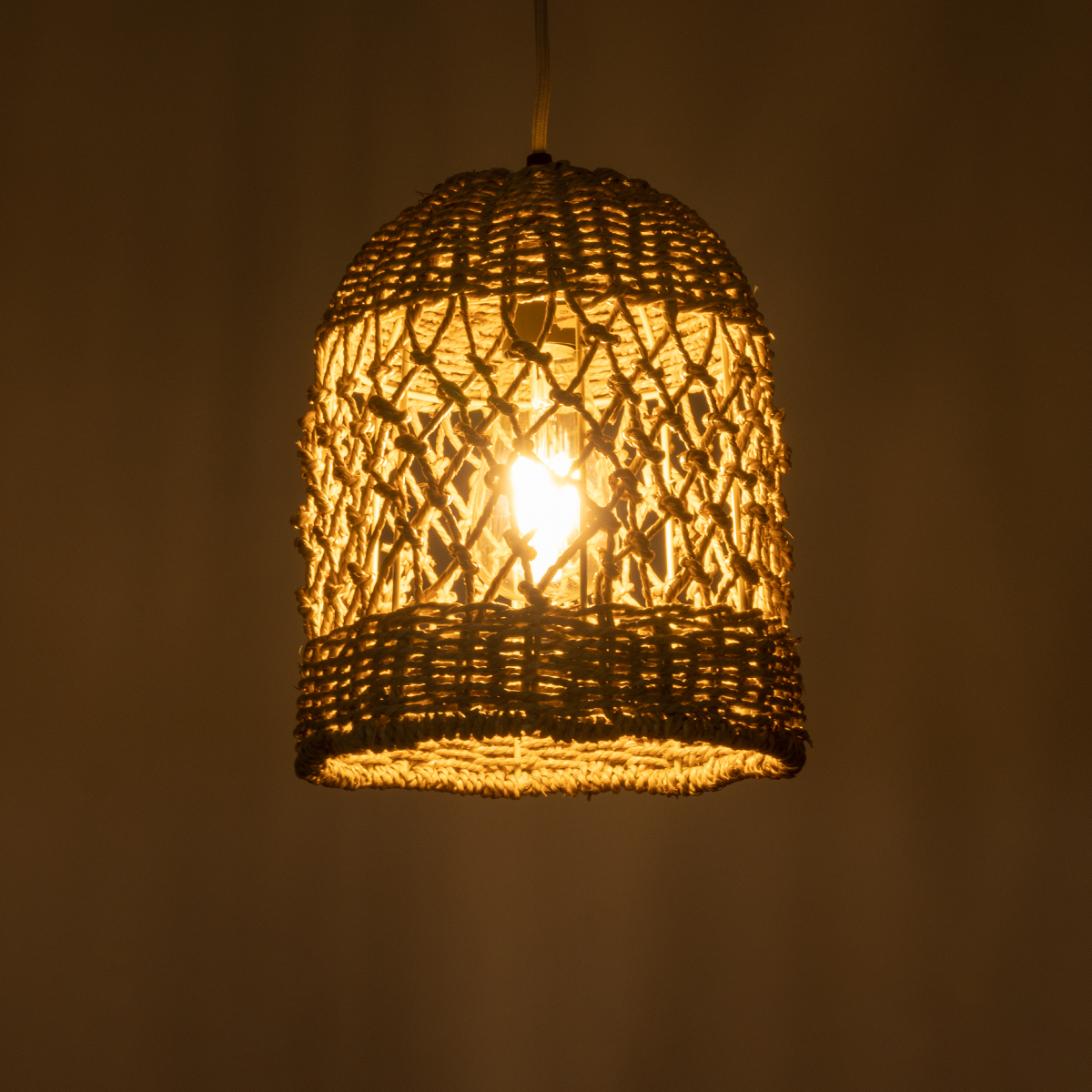 LEDTM® ECUADOR 02121 Boho Κρεμαστό Φωτιστικό Οροφής με Ντουί 1 x E27 AC 220-240V IP20 - Μπεζ - Μ20 x Π20 x Υ25cm - Image 3