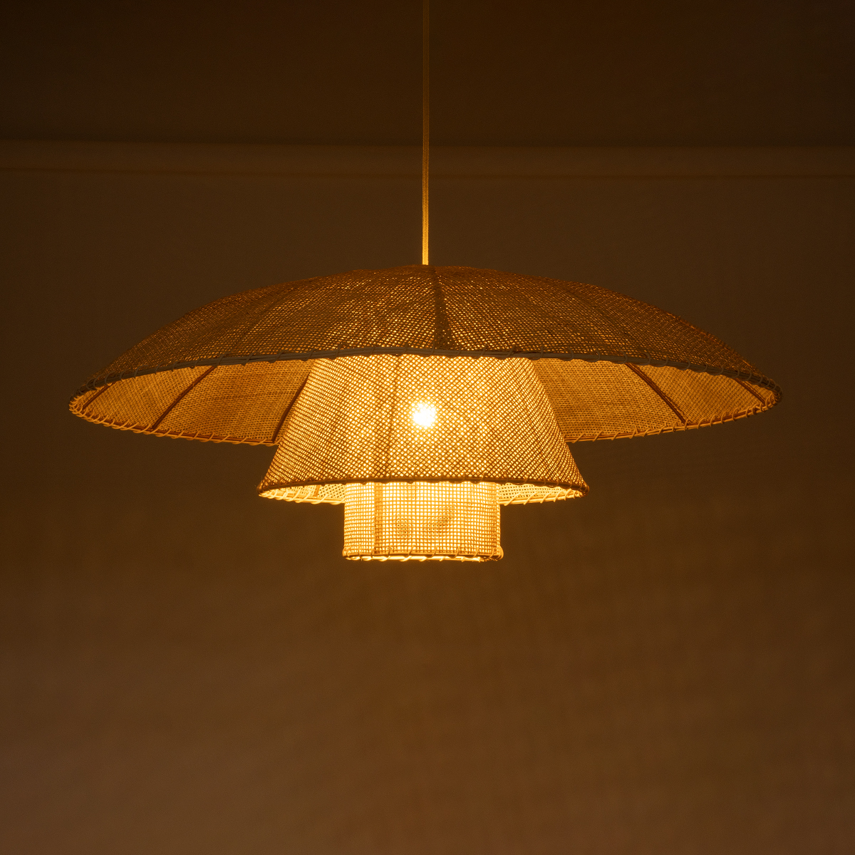 LEDTM® ZORA 02139 Boho Κρεμαστό Φωτιστικό Οροφής με Ντουί 1 x E27 AC 220-240V IP20 - Μπεζ - Μ80 x Π80 x Υ32cm - Image 3