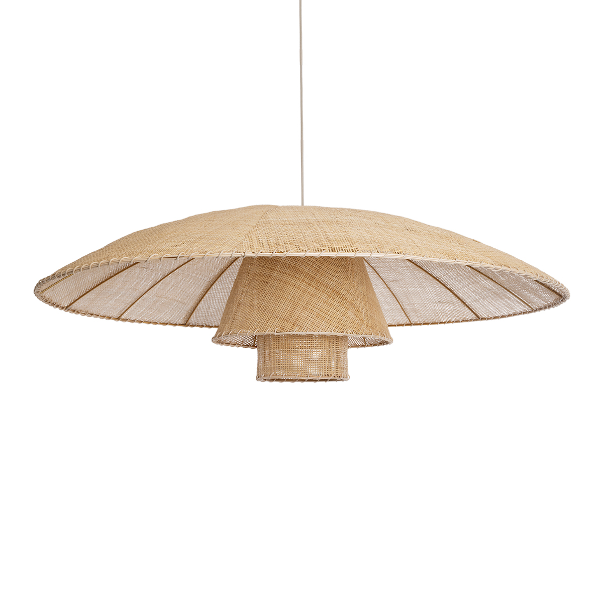 LEDTM® ZORA 02140 Boho Κρεμαστό Φωτιστικό Οροφής με Ντουί 1 x E27 AC 220-240V IP20 - Μπεζ - Μ120 x Π120 x Υ40cm - Image 2