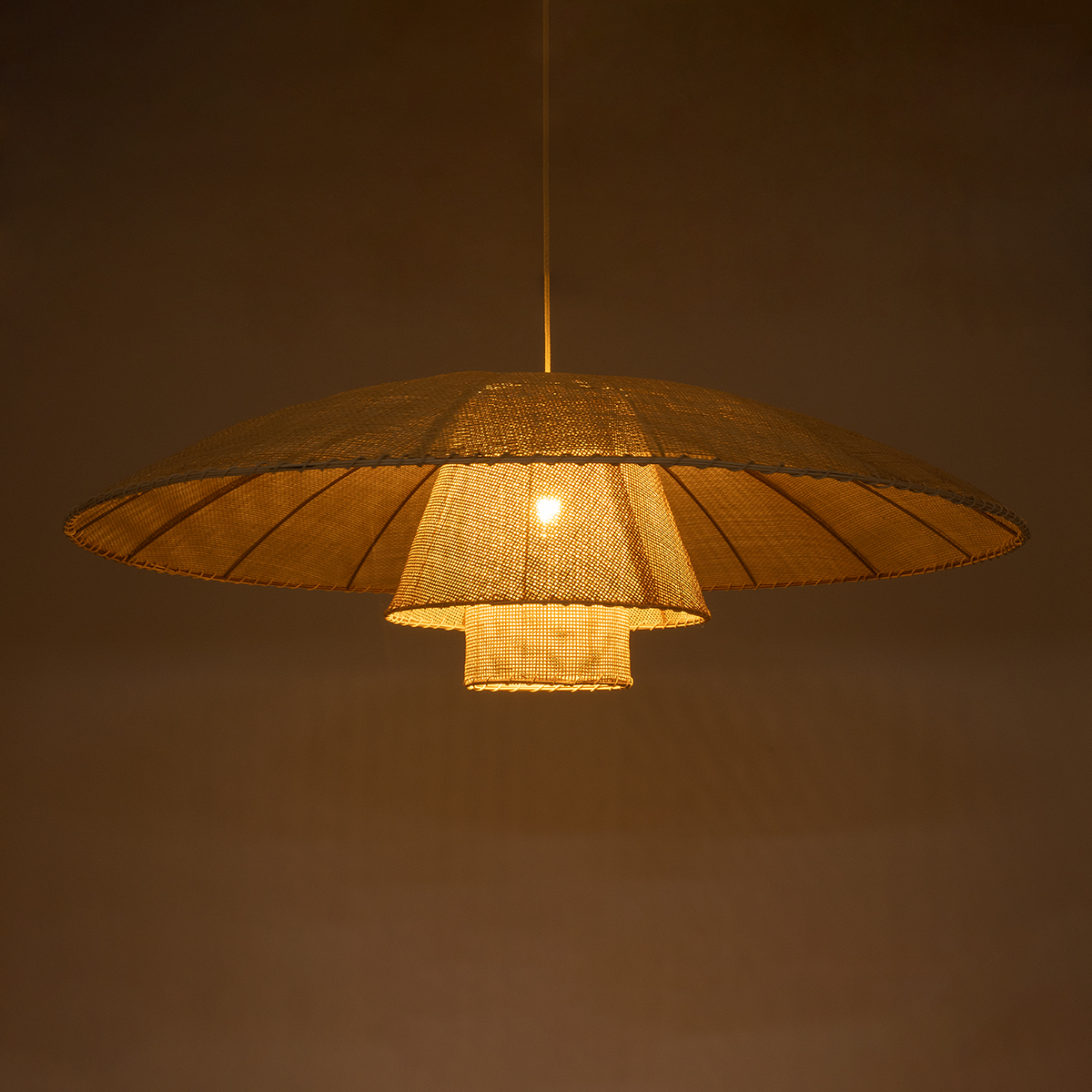 LEDTM® ZORA 02140 Boho Κρεμαστό Φωτιστικό Οροφής με Ντουί 1 x E27 AC 220-240V IP20 - Μπεζ - Μ120 x Π120 x Υ40cm - Image 3