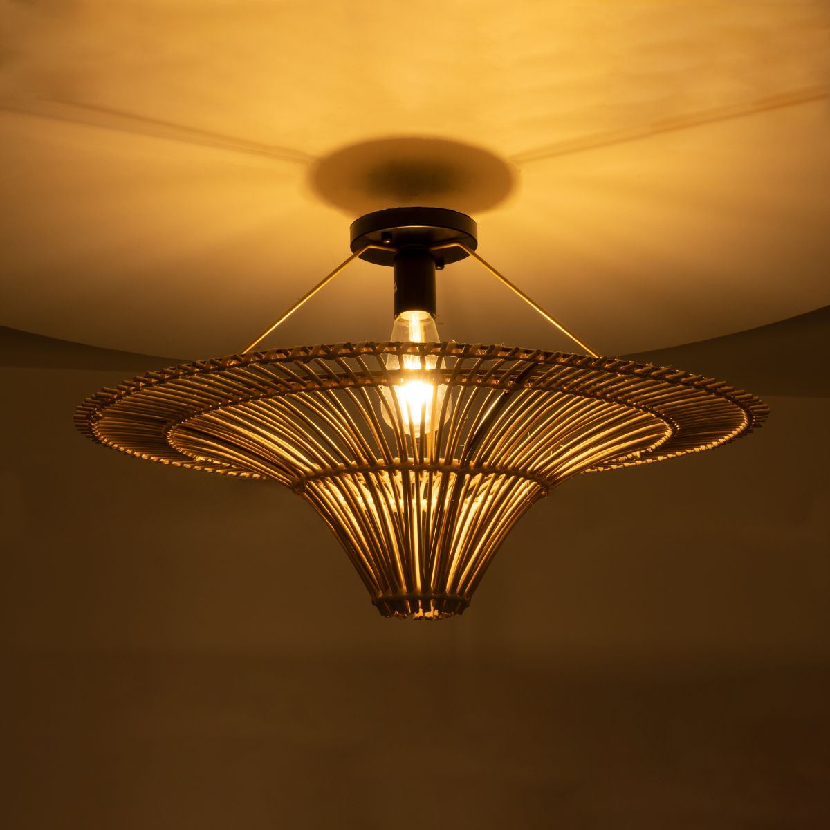 LEDTM® PALERMO 02152 Boho Κρεμαστό Φωτιστικό Οροφής με Ντουί 1 x E27 AC 220-240V IP20 - Μπεζ - Μ60 x Π60 x Υ36cm - Image 3