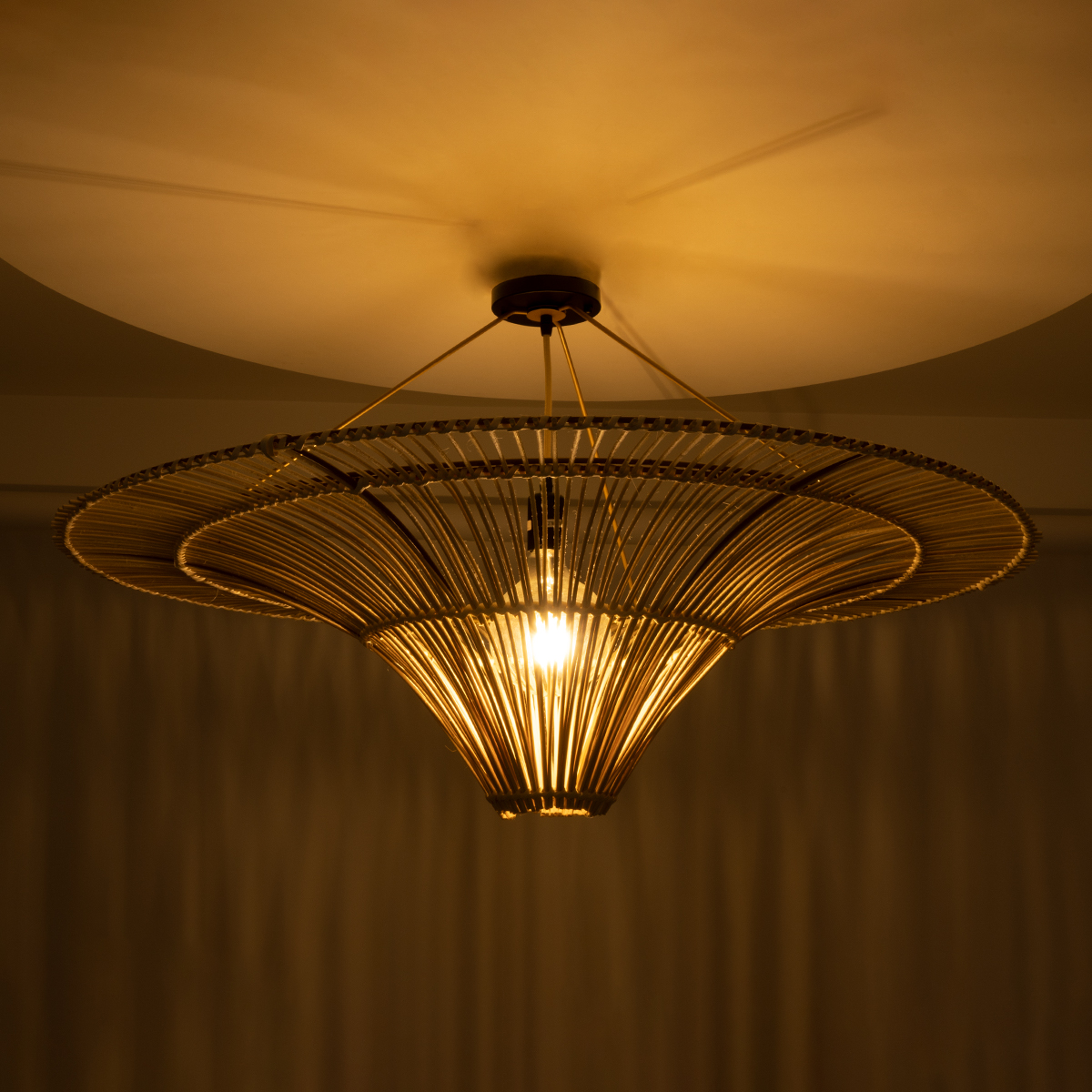 LEDTM® PALERMO 02153 Boho Φωτιστικό Οροφής με Ντουί 1 x E27 AC 220-240V IP20 - Μπεζ - Μ100 x Π100 x Υ55cm - Image 3