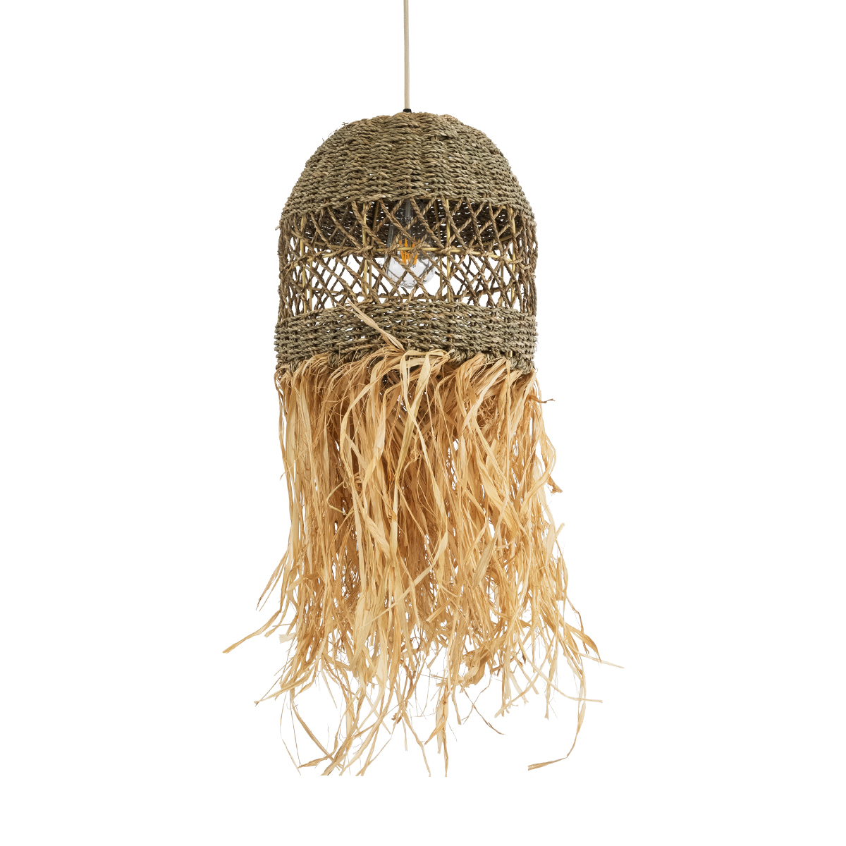 LEDTM® SAINTLUCIA 02160 Boho Κρεμαστό Φωτιστικό Οροφής με Ντουί 1 x E27 AC 220-240V IP20 - Μπεζ & Καφέ - Μ30 x Π30 x Υ90cm - Image 2