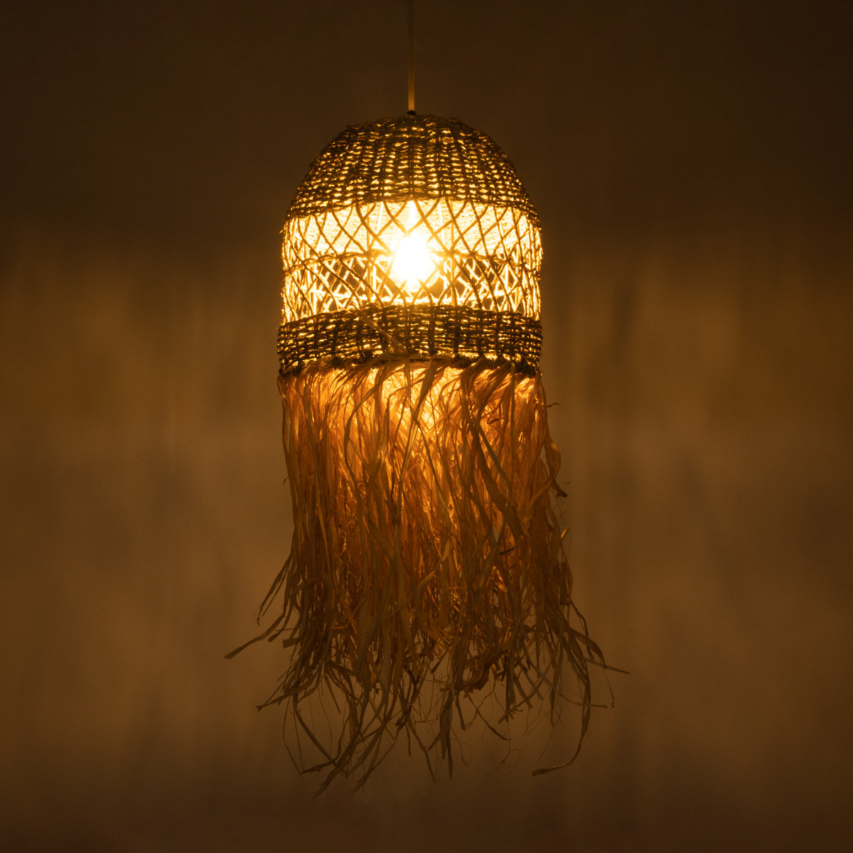 LEDTM® SAINTLUCIA 02160 Boho Κρεμαστό Φωτιστικό Οροφής με Ντουί 1 x E27 AC 220-240V IP20 - Μπεζ & Καφέ - Μ30 x Π30 x Υ90cm - Image 3