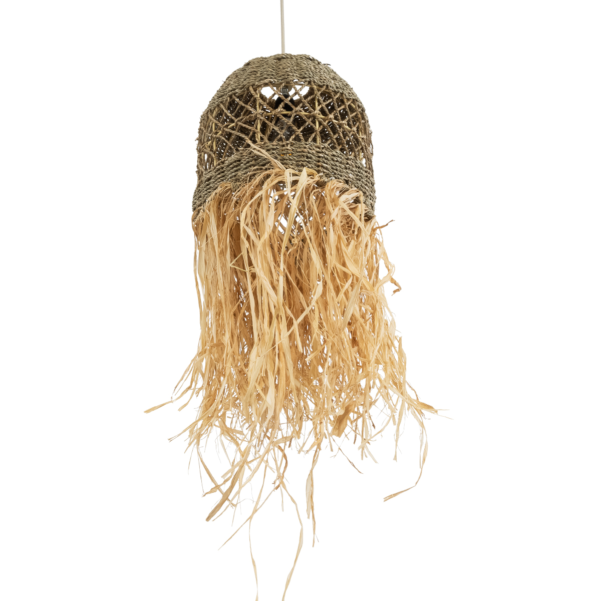 LEDTM® SAINTLUCIA 02160 Boho Κρεμαστό Φωτιστικό Οροφής με Ντουί 1 x E27 AC 220-240V IP20 - Μπεζ & Καφέ - Μ30 x Π30 x Υ90cm - Image 6