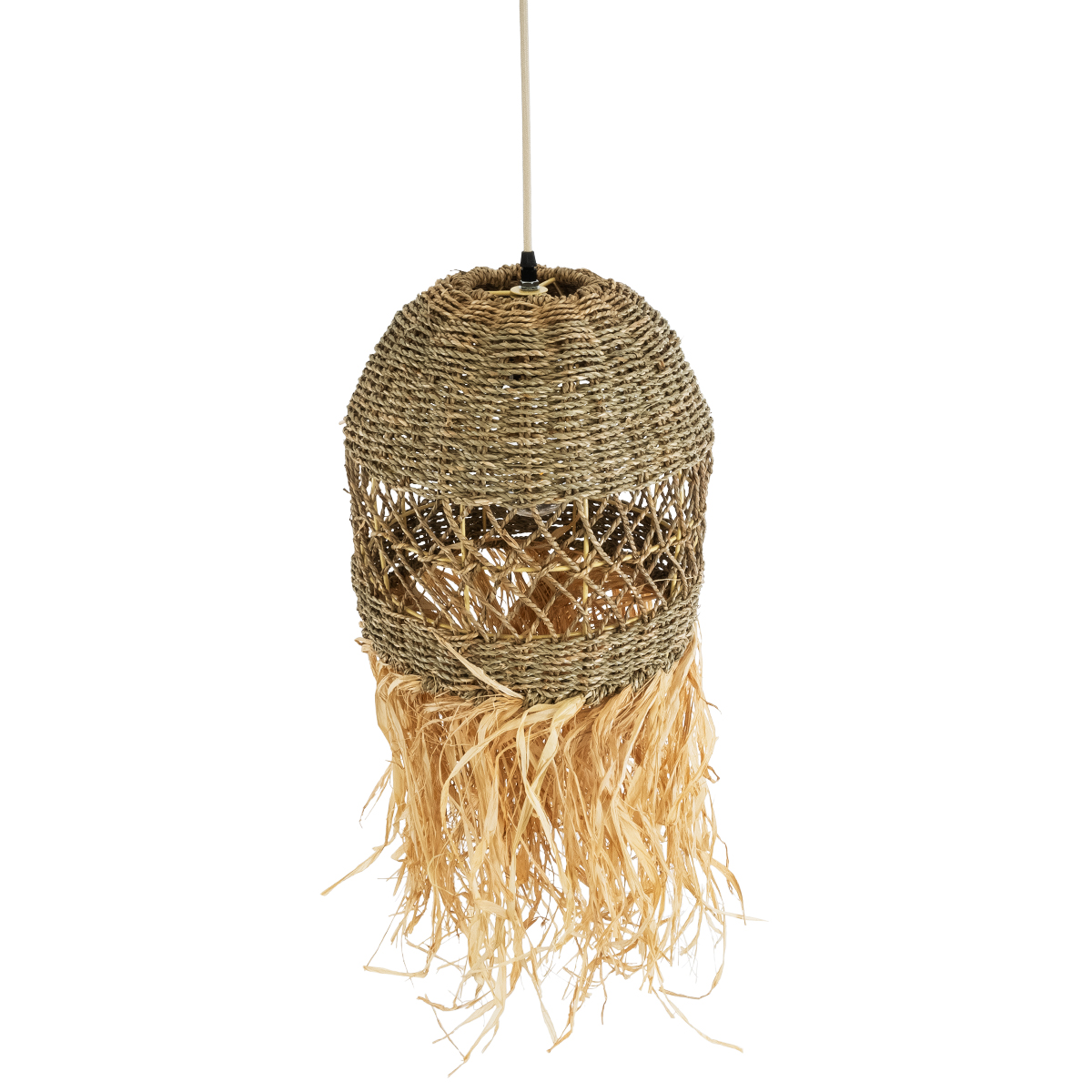 LEDTM® SAINTLUCIA 02160 Boho Κρεμαστό Φωτιστικό Οροφής με Ντουί 1 x E27 AC 220-240V IP20 - Μπεζ & Καφέ - Μ30 x Π30 x Υ90cm - Image 7